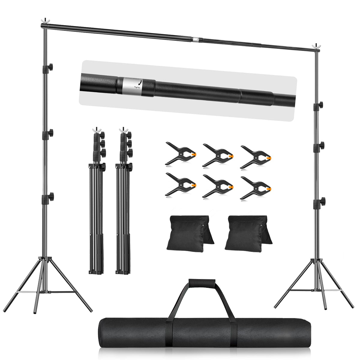 Emart 10X10Ft Backdrop Stand, Photo Video Studio Adjustable Heavy Duty Background Support System Kit For Photography Parties Wed