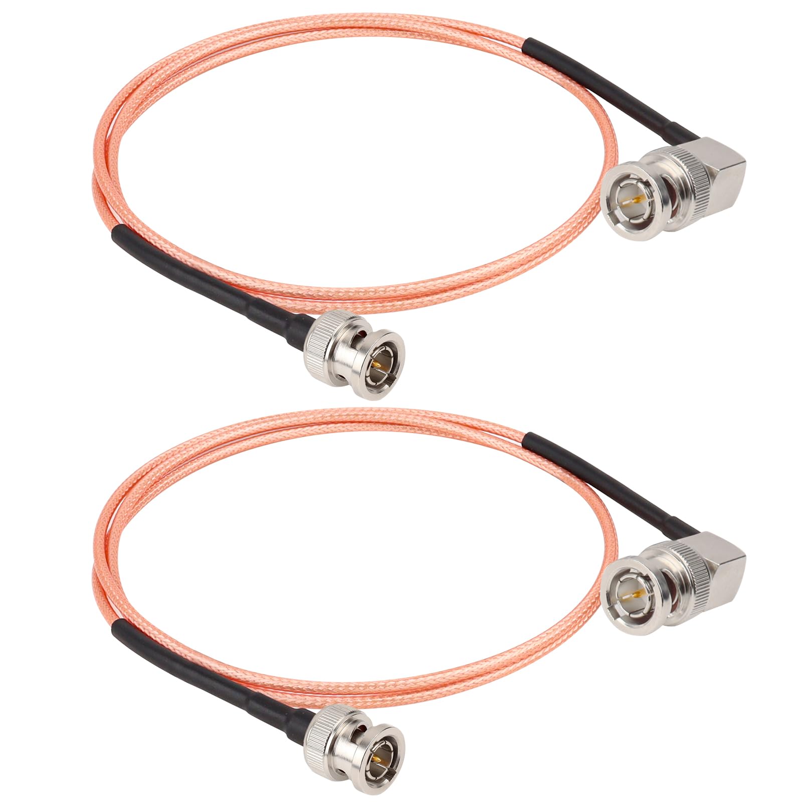 Xrds  Rf Sdi Cable 3Ft 2Pcs, Flexible Bnc To Bnc Right Angle Video Cable 75 Ohm Rg179 Bnc Male Extension Cable For 3G/6G Hd Sdi