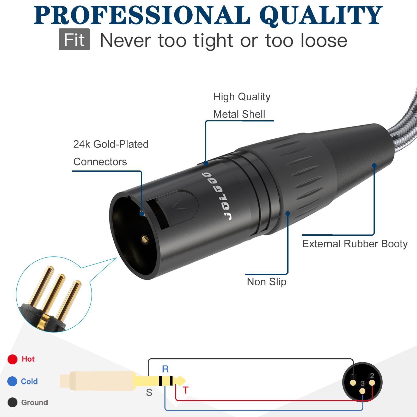 Jolgoo 1/4 Inch Trs To Xlr Male Adapter Cable, Balanced 6.35Mm Trs Plug To 3 Pin Xlr Male, Quarter Inch Trs Male To Xlr Male Mic