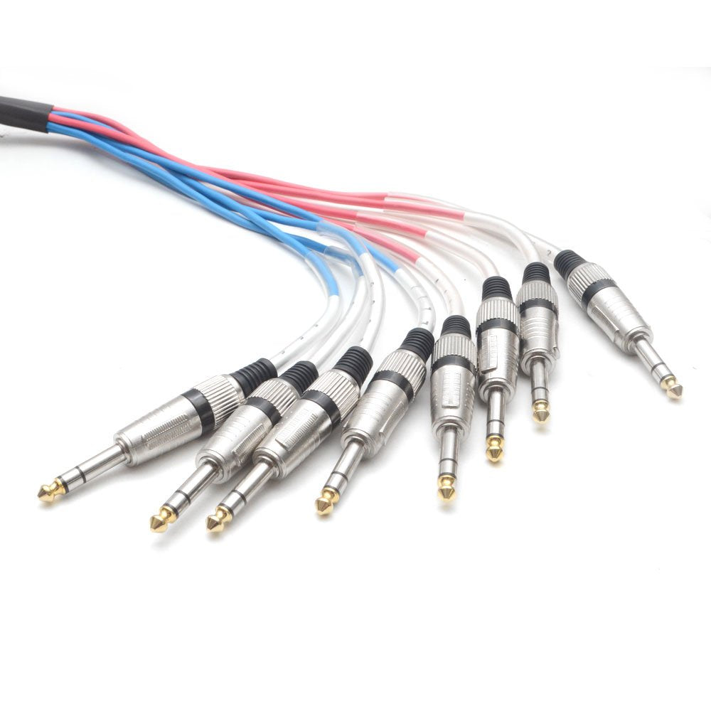 8 Channel 1/4'' Trs Snake Cable - 10 Feet Long - Serviceable Ends - Pro Audio Effects Snake For Live Live, Recording, Studios, A