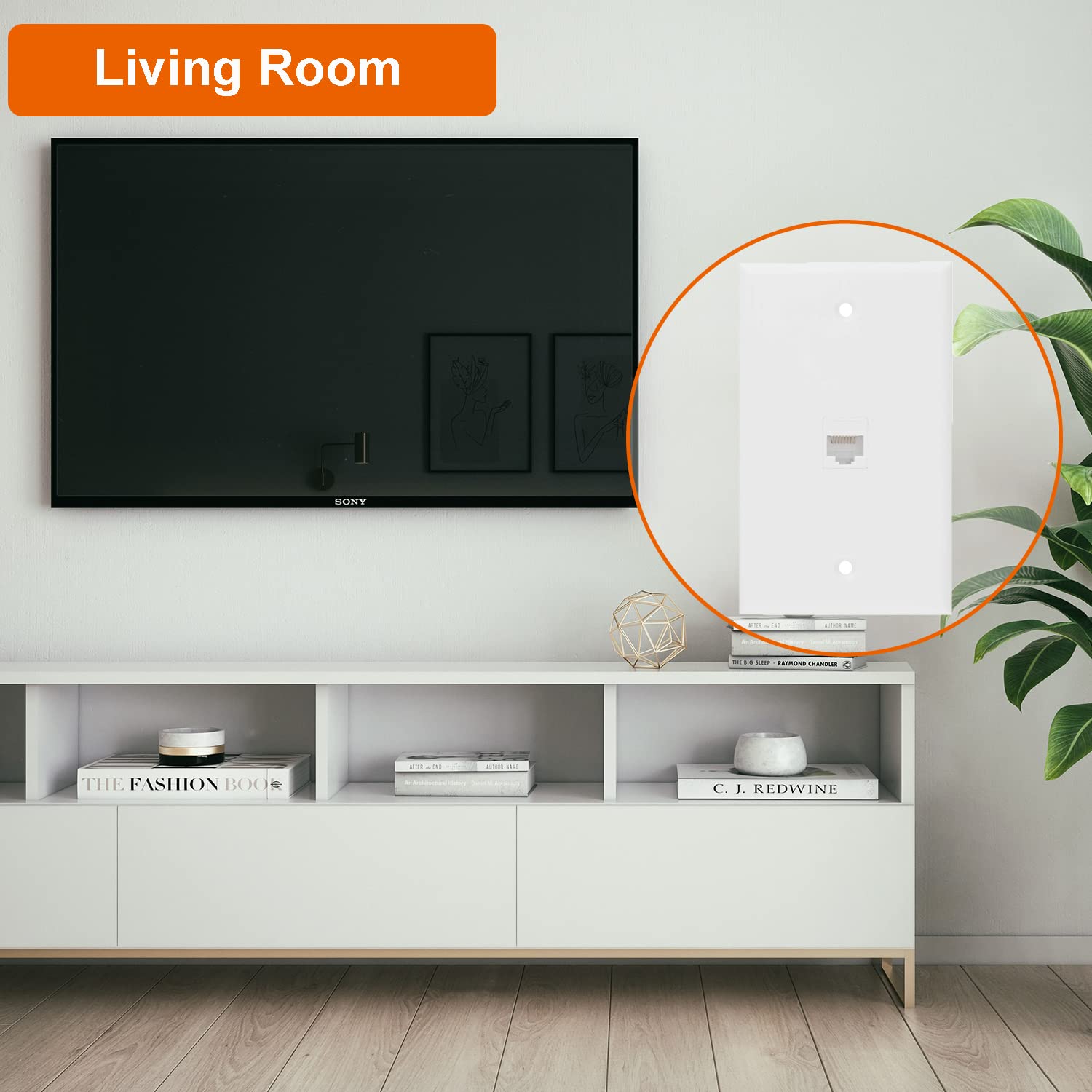 Ricnos Ethernet Wall Plate, 1 Port Cat 6 Rj45 Keystone Female To Female Wall Plate Compatible With Cat7/6/6E/5/5E Ethernet Devic