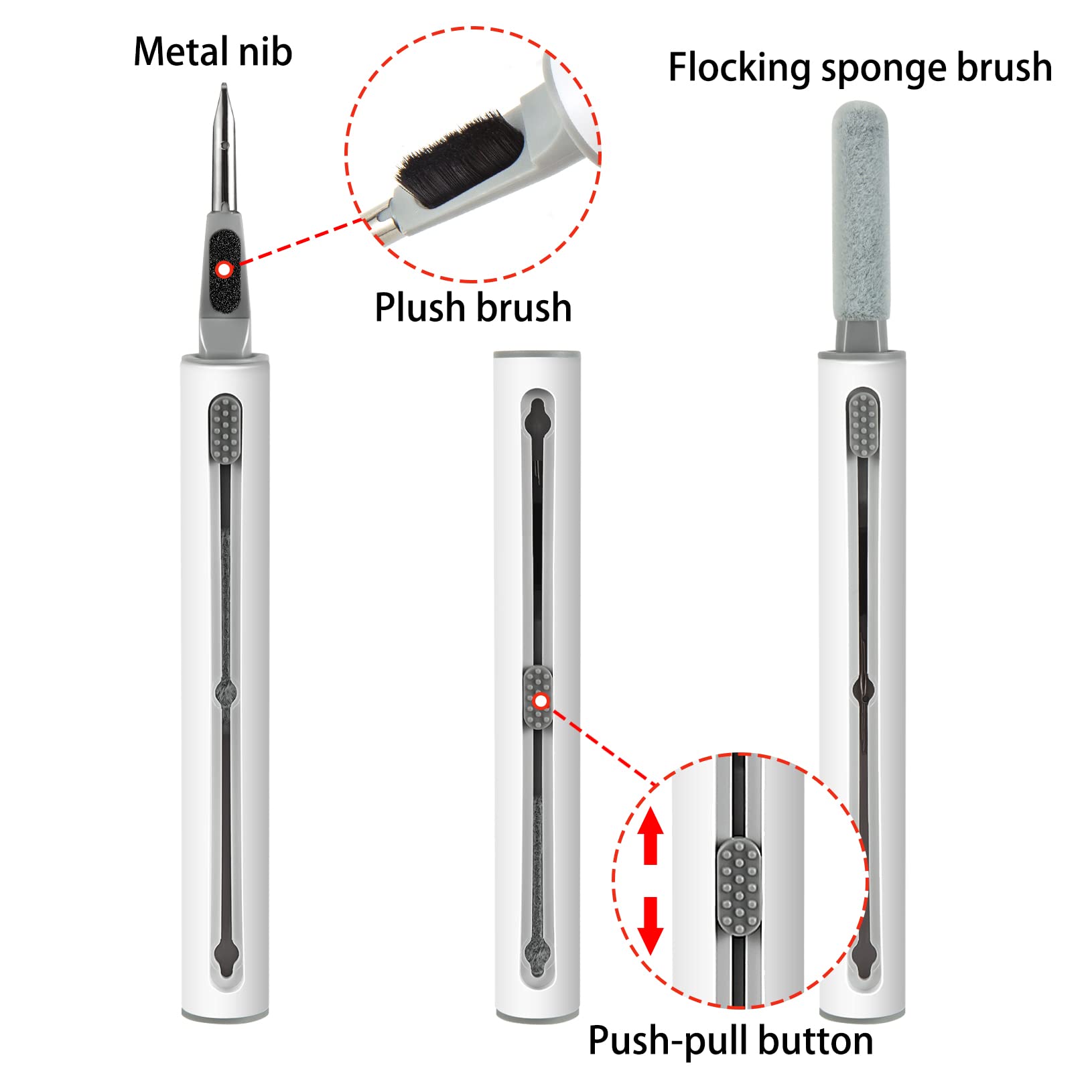 Gokbuy 2Pcs Airpod Cleaner Kit, Multi Function Cleaner Kit For Airpods Bluetooth Camera Earphone Computer (White)