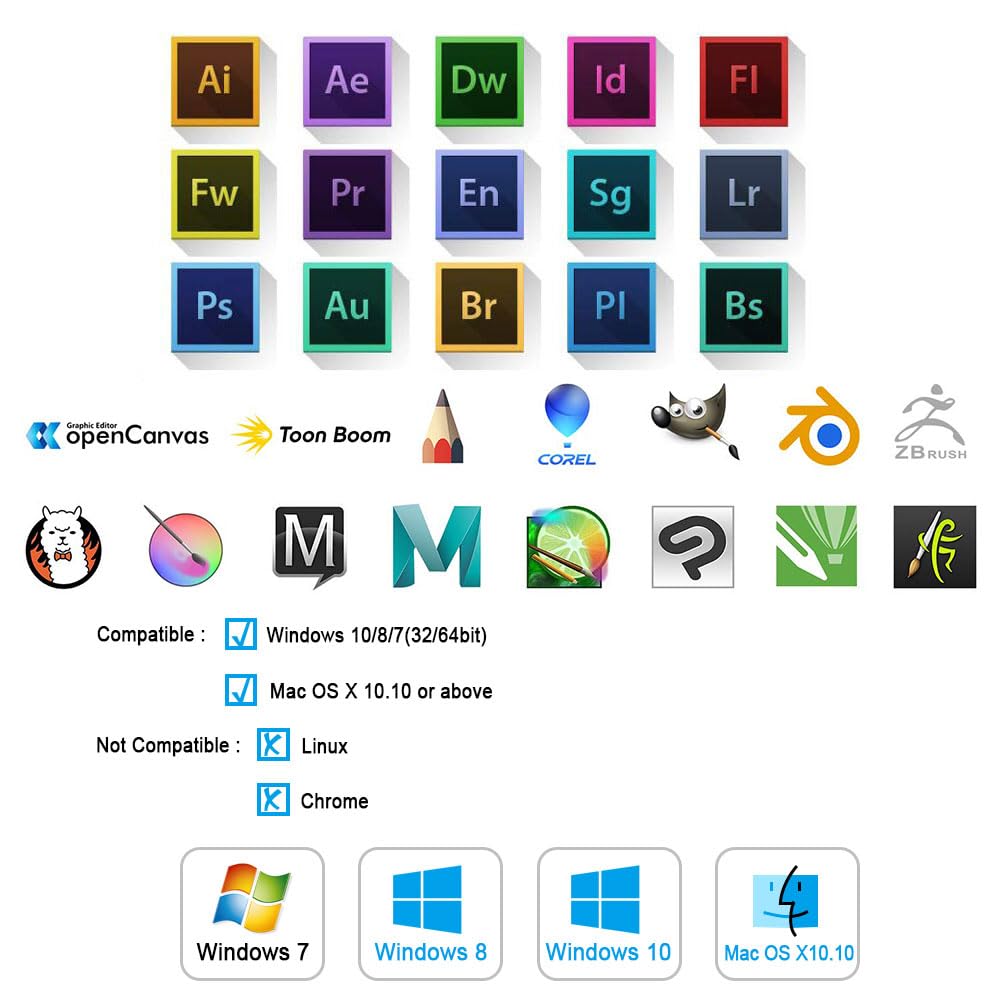 Ugee Graphics Drawing Tablet, M708 V2 10X6 Inch Ultra Thin Large Graphics Drawing Tablets Art Pad With 8 Hot Keys 8192 Level Bat