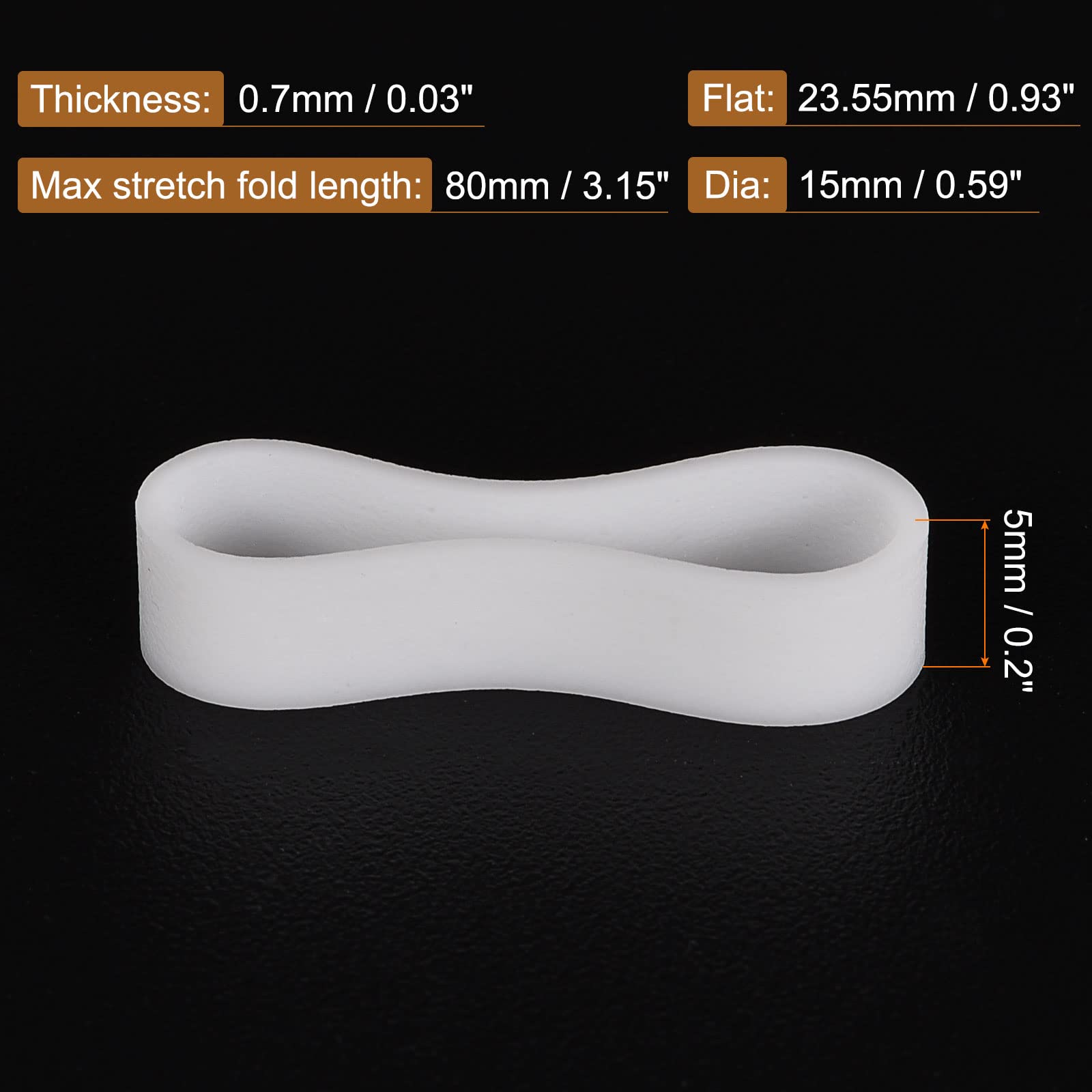 Meccanixity Silicone Rubber Bands Rings 100Pcs Non Slip 15Mm Dia 0.7Mm Thick 5Mm Width For Wire Cord Cable Wrapping, Bundle