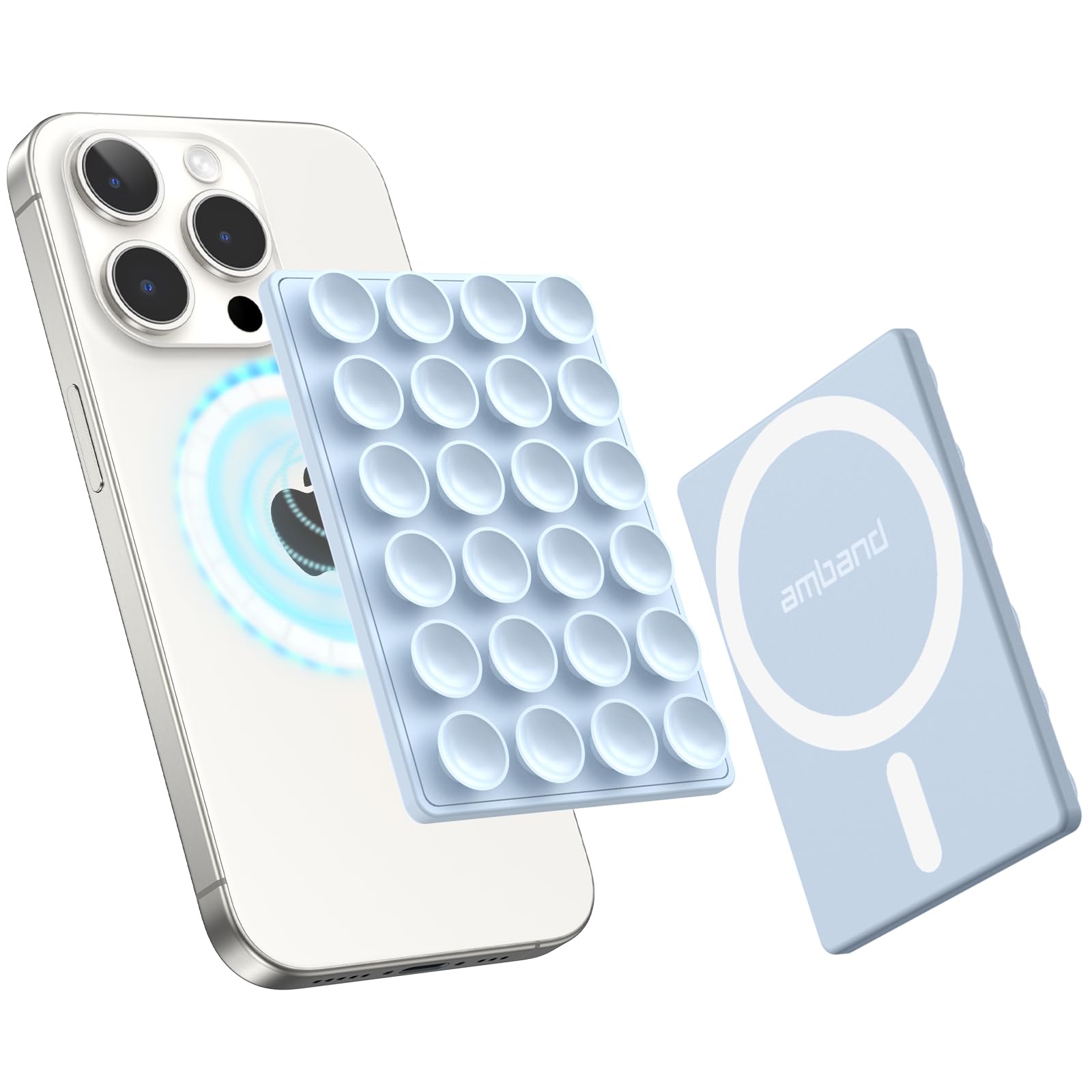 amBand Magnetic Suction Phone Grippy for MagSafe Case, Silicone Cup Sticky Mount for iPhone 12/13/14/15/16 Pro Max/Pro/Plus/Mini
