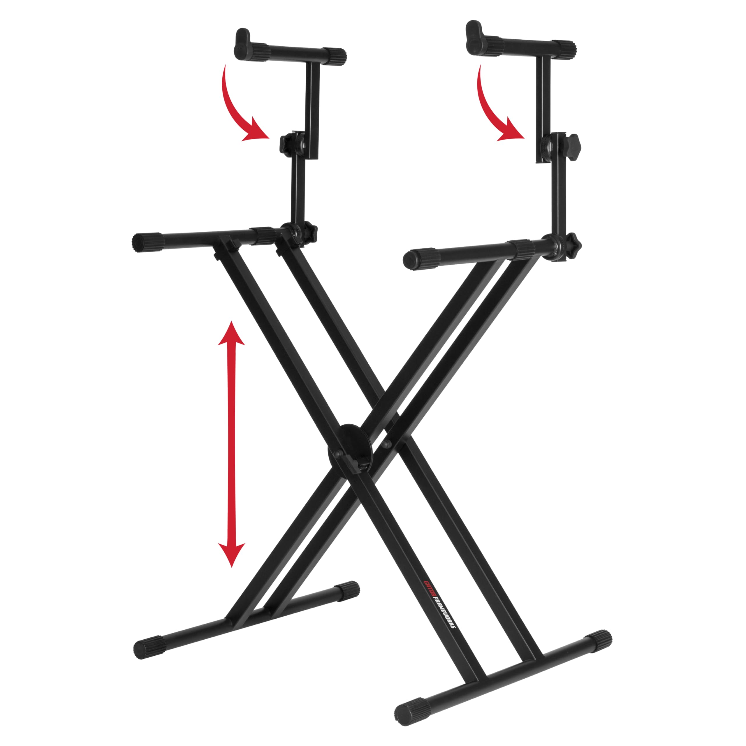 Gator Frameworks Deluxe Two Tier X-Style Keyboard Stand with Adjustable Height and Leveling Feet (GFW-KEY-5100X)