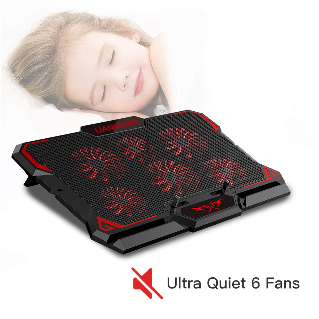 Laptop Cooling Pad, Laptop Cooler With 6 Quiet Led Fans For 15.6-17 Inch Laptop Cooling Fan Stand, Portable Ultra Slim Usb Power