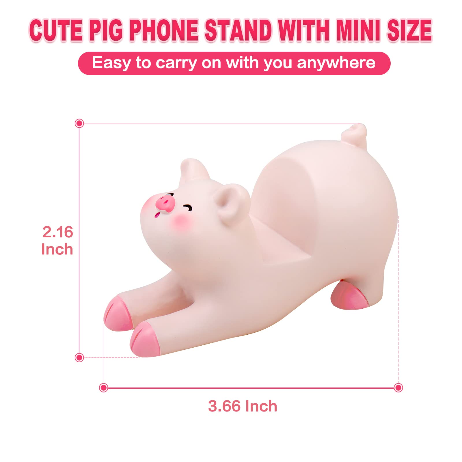 Seninda Pig Phone Stand Cute Office Desk Accessories Cellphone Holder Home Decor Lovely Gift (Shape A)