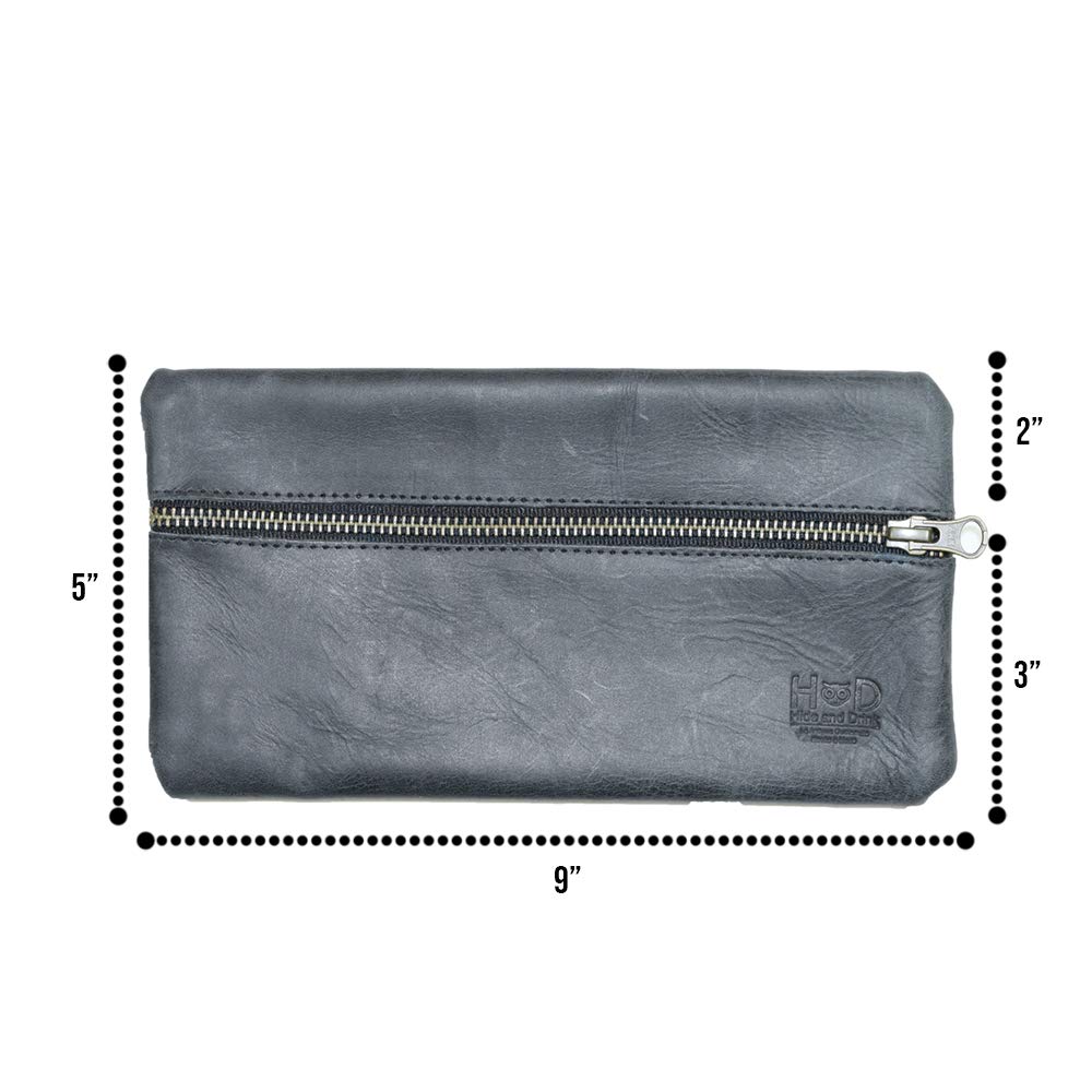 Hide & Drink, Rustic Leather All Purpose Utility & Charger Case For Macbook & Ipad, Handmade   Charcoal Black