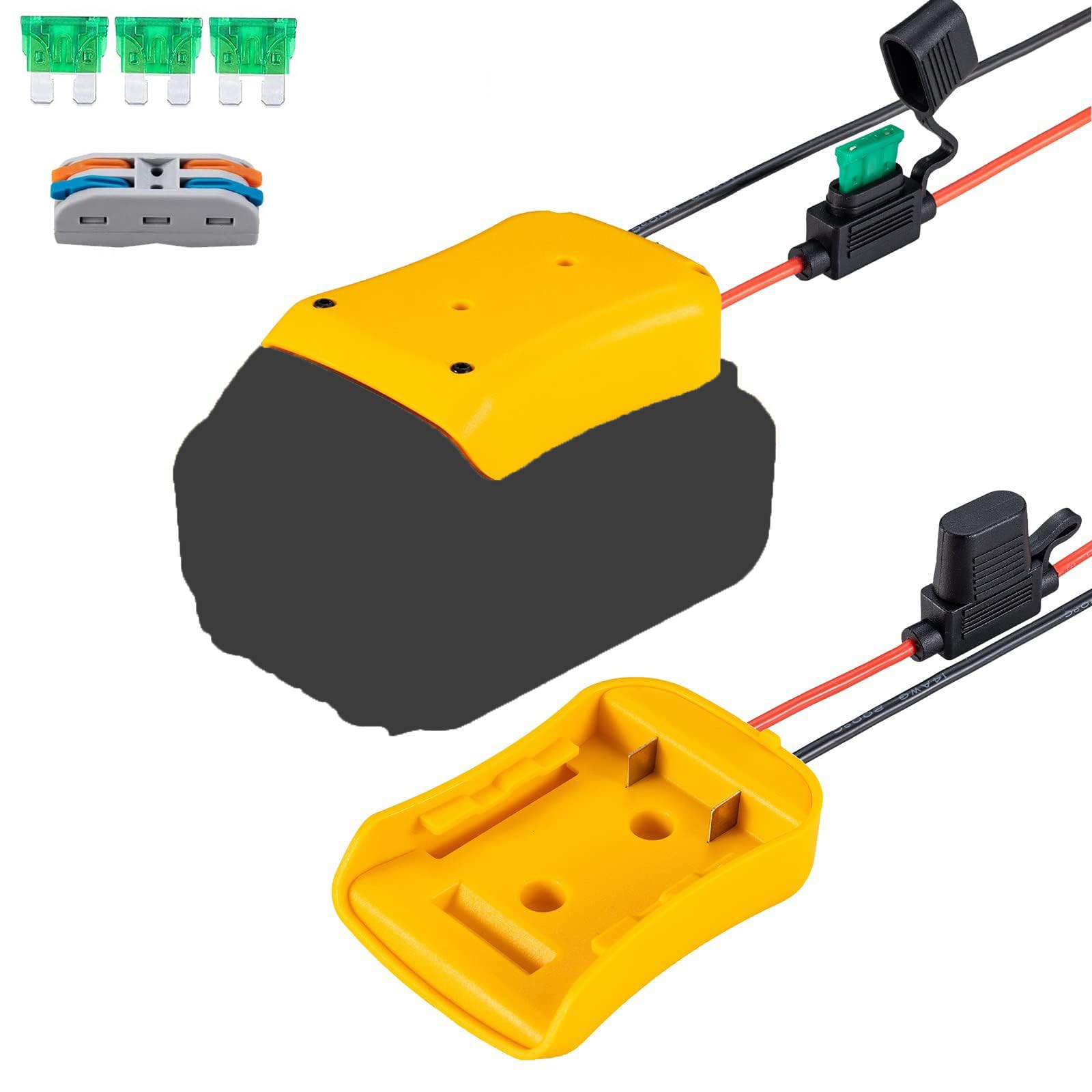 Power Wheel Adapter Compatible For Dewalt 20V Battery With Fuse & Wire Terminals, Fit For Dewalt 20V Dcb205 Dcb206 Dcb200;Power