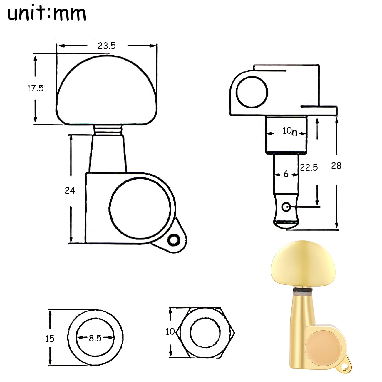 Gusnilo Guitar Tuning Pegs 6 Pcs 3L3R Acoustic Guitar Tuner Guitar Pegs Guitar Parts Guitar Machine Heads Knobs Guitar Replaceme