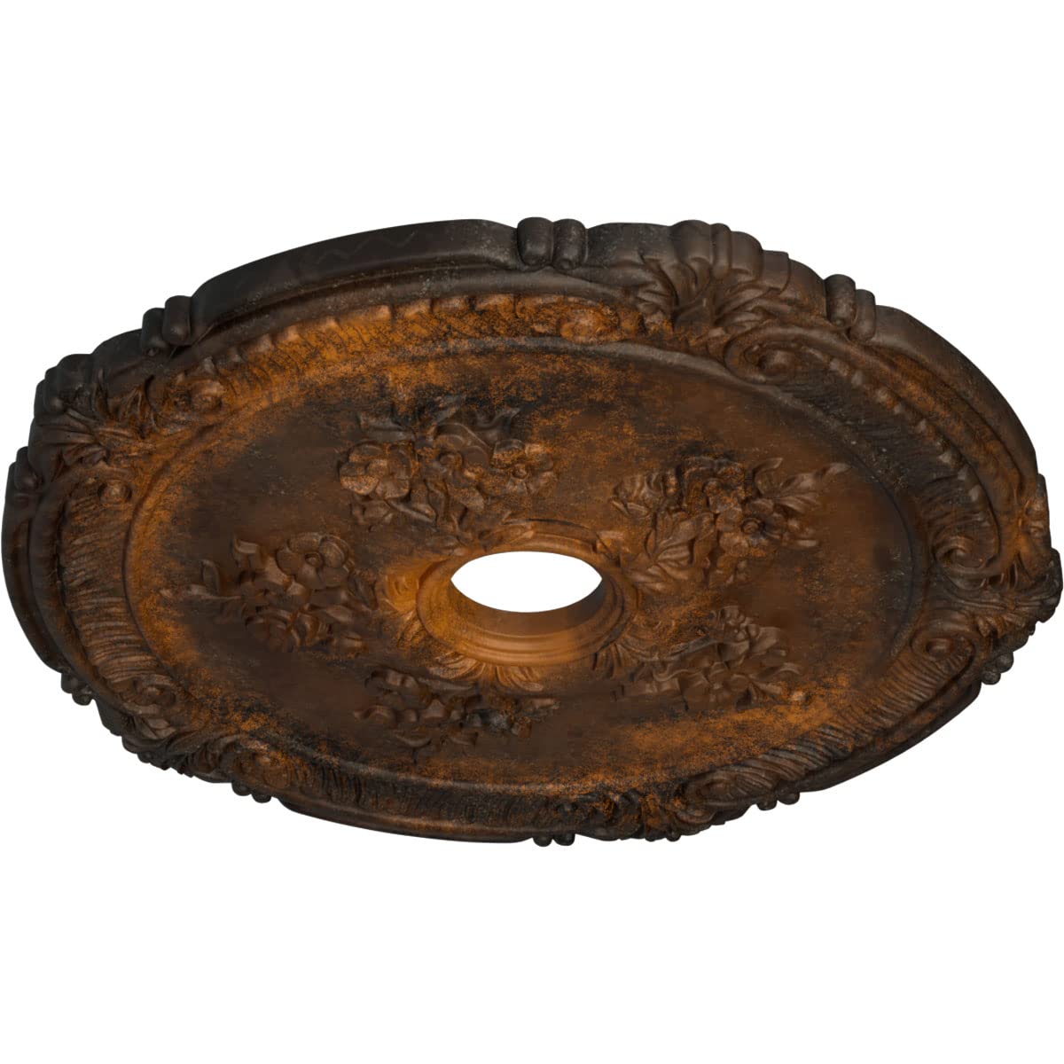 Ekena Millwork Cm26Atrus Attica With Rose Ceiling Medallion, 26''Od X 3 3/4''Id X 1 1/2''P, Hand Painted Rust