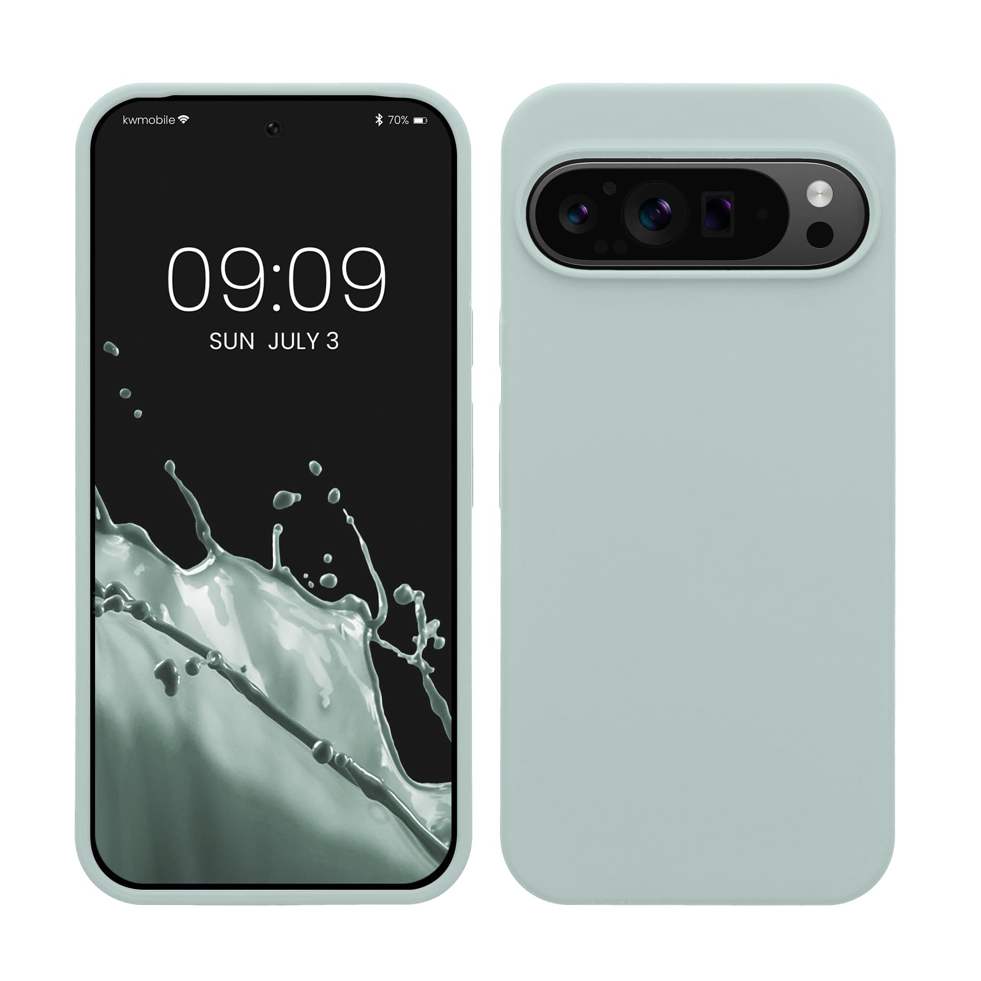 kwmobile Case Compatible with Google Pixel 9 Pro XL Case - TPU Silicone Phone Cover with Soft Finish - Cool Mint