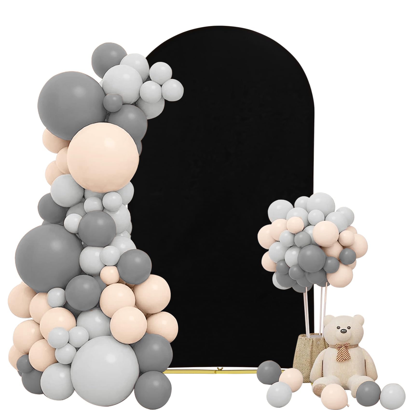 Wedding Arch Cover 6.6Ft Black Spandex Fitted Arch Cover Round Top Stand Covers Double Side Stretchy Chiara Cover Backdrop Cover