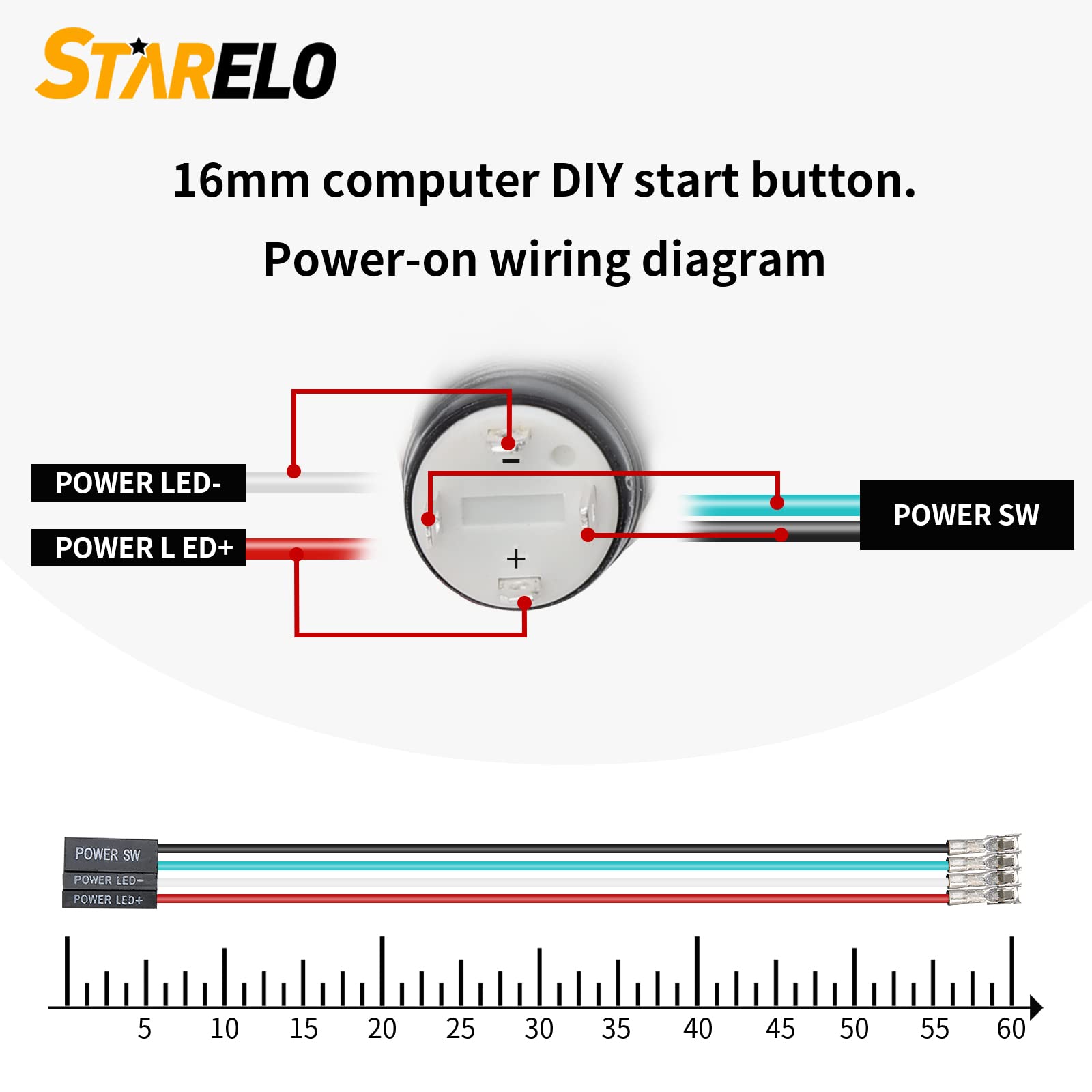 Starelo 12Mm Computer Case Diy Restart Instant Button Installation And Replacement, Metal Self Resetting Button Switch, Blue Led