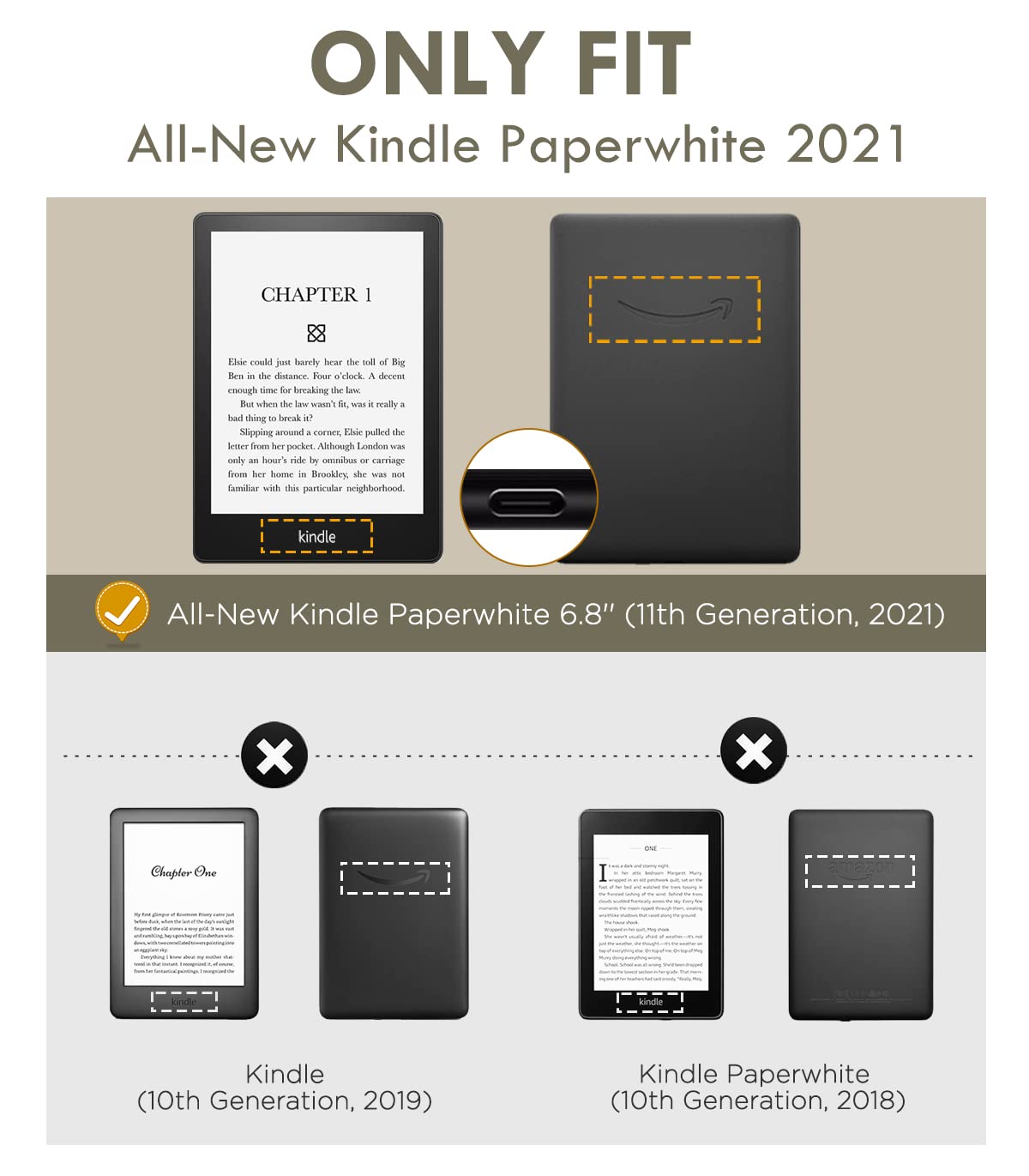 MoKo Case for 6.8' Kindle Paperwhite (11th Generation 2021) and Kindle Paperwhite Signature Edition, Light Shell Cover with Auto Wake/Sleep for Kindle Paperwhite 2021 E Reader, Black