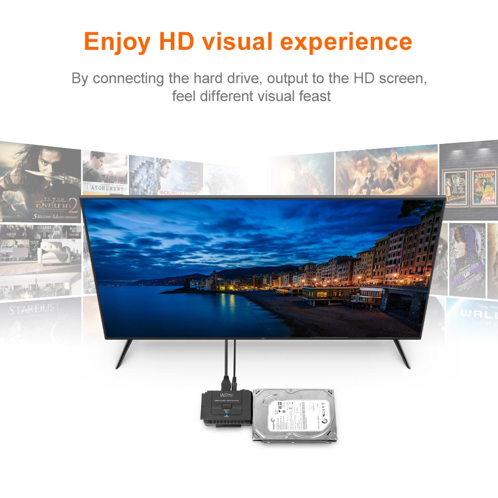 Weme Usb 3.0 To Sata/Ide Adapter With Universal 2.5/3.5 Hard Drive Disk Converter For Hdd/Ssd & Ide Hdd Support 6Tb And One-Touc