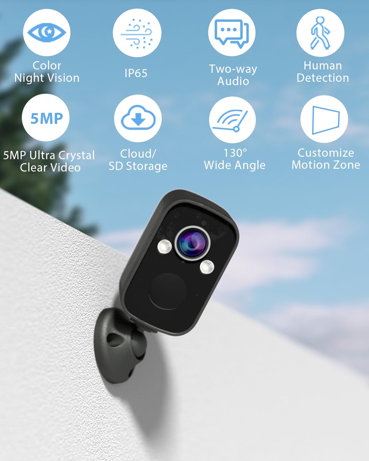 3Pcs Security Cameras Wireless Outdoor, 5Mp Wifi Security Camera For Home With Ai Detection, Spotlight Siren, Battery Powered Camera With Color Night Vision, 2 Way Talk, Cloud/Sd, Work With Alexa