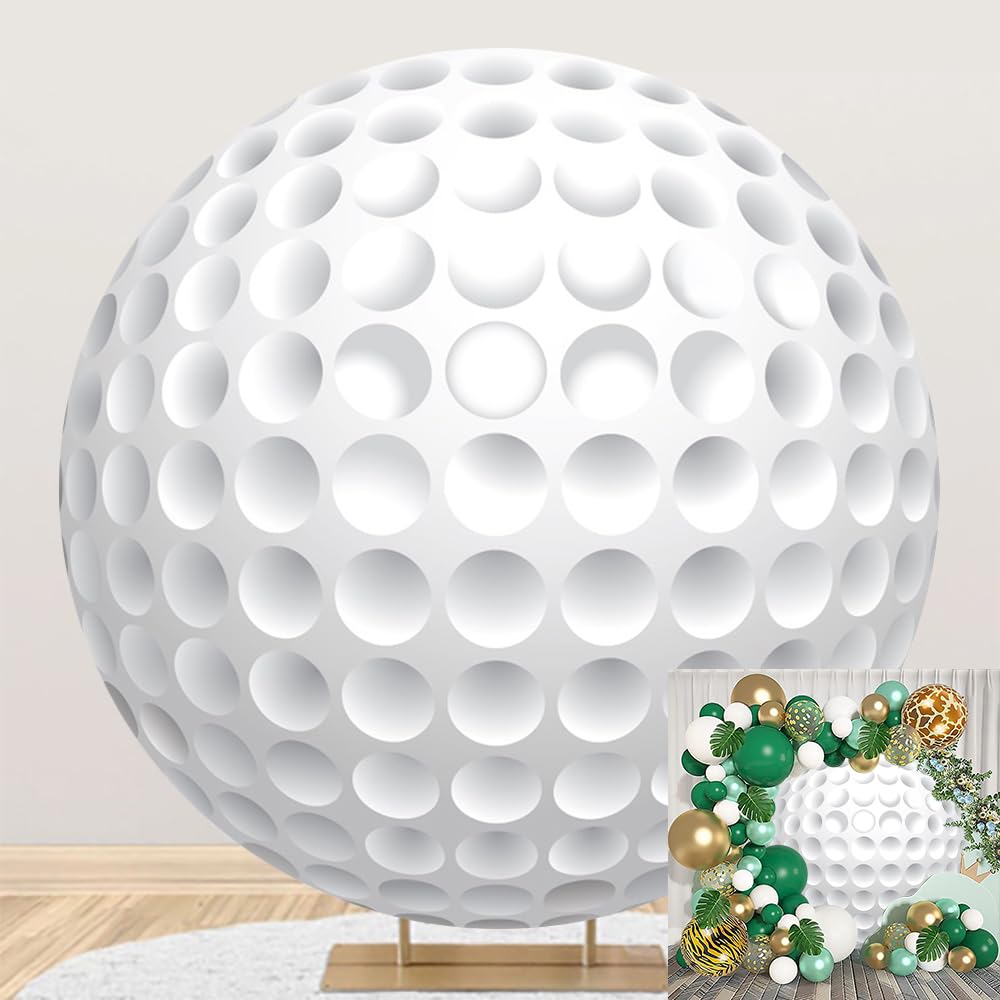 Leyiyi 7.2X7.2Ft Golf Birthday Party Round Backdrop Cover Outdoor Sports Theme Photography Background Circle Backdrop Cover For
