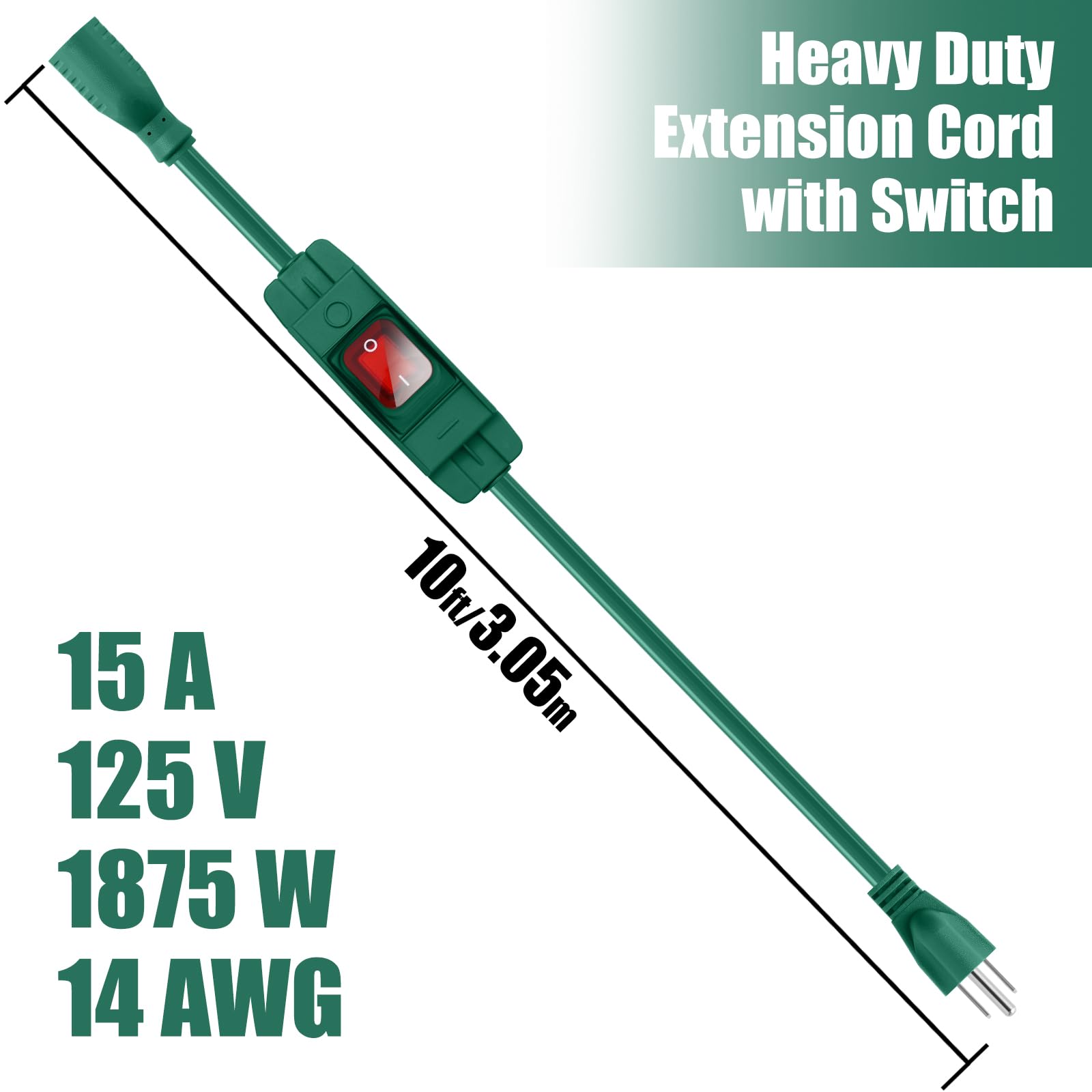 Extension Cord With Switch On/Off Waterproof Switch 10Ft No Plugging And Unplugging Invintage Stereo Devices Without Built In Po