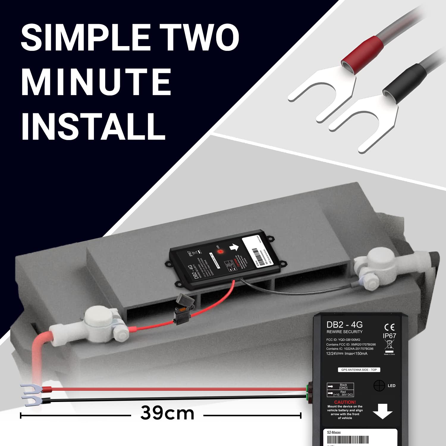 Gps Tracker For Vehicles   Db2 Hard Wired Tracking Device, Optimal For Personal And Business Use, 24/7 Real Time Location Monito