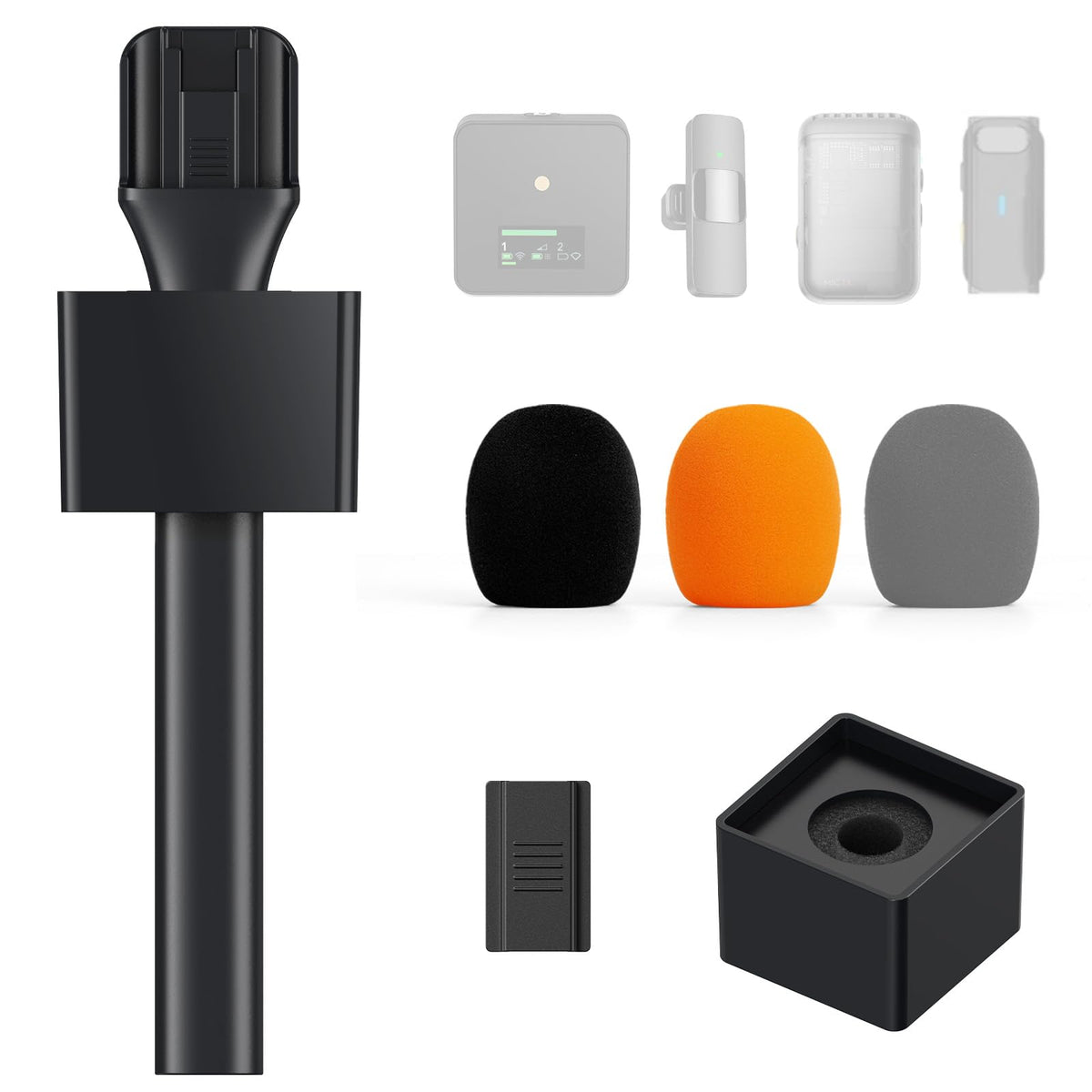Tonor Mic Handle For Dji Rode Microphone, Handheld Mic Stand For Wireless Go, Interview Microphone Rig For All Lavalier Mic, Wir