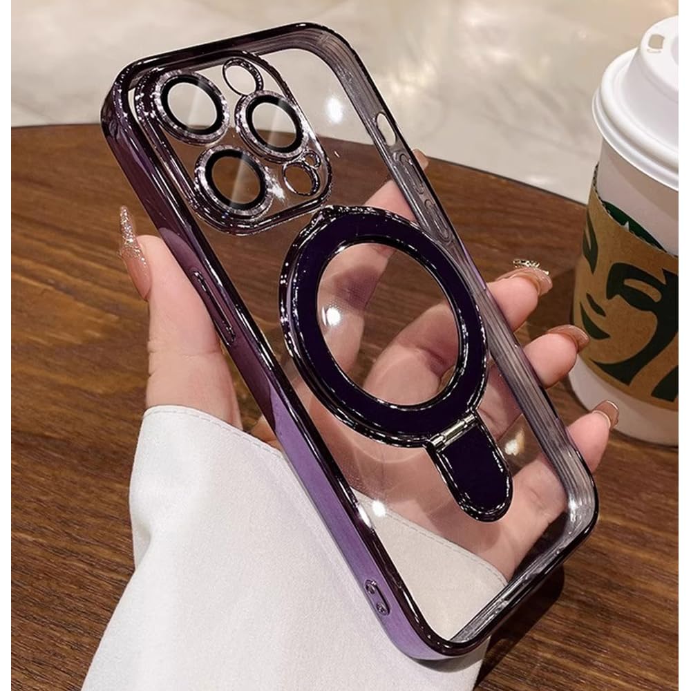 Zinlyuen Magnetic Case For Iphone 16 Plus Case Stand & Ring Holder Compatible With Magsafe Built In Camera Lens Protector Shockp