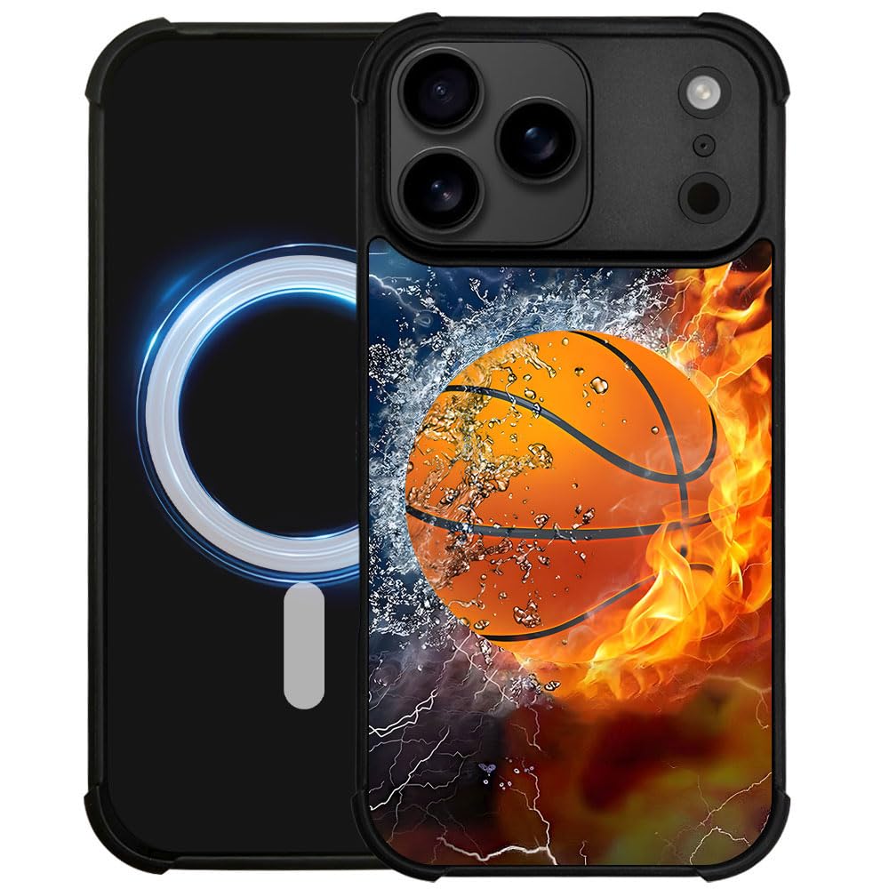 DAIZAG Case for iPhone 17 Pro,[Compatible with Magsafe] Air-Guard Corners Shockproof Soft Phone Cover for Boy Men Gift,Ice Fire 