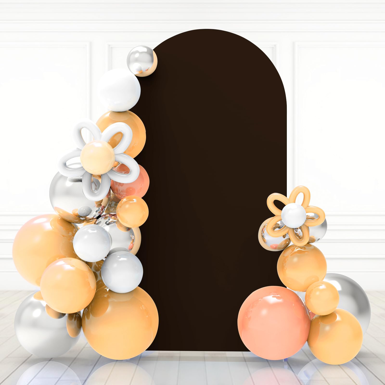 Babenest 5Ft Brown Wedding Arch Cover, Spandex Fitted Arch Backdrop Cover For Photography, Round Top Chiara Stand Cover For Part