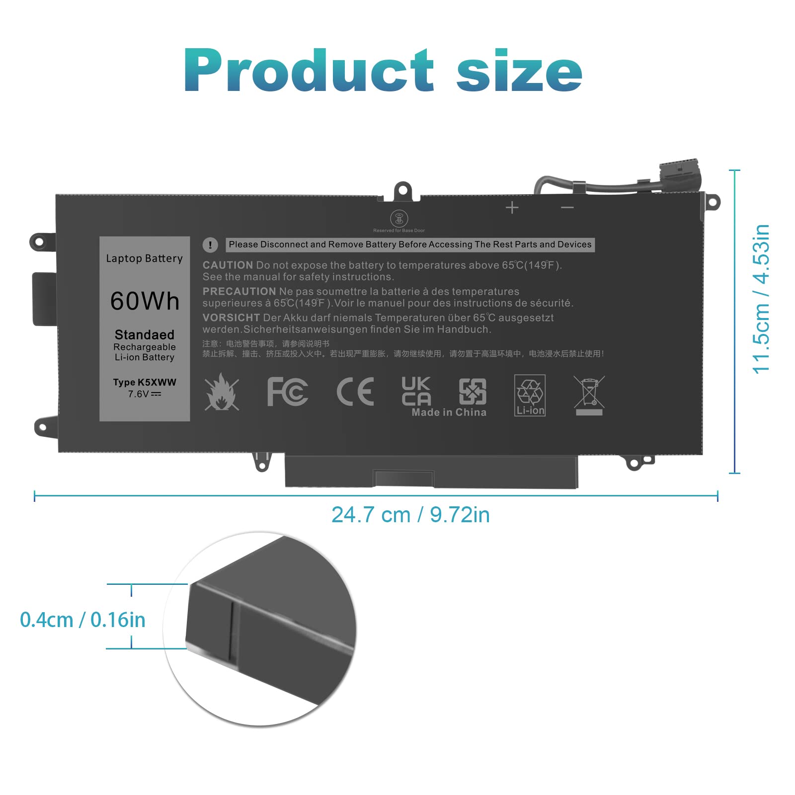 Asuncell 60Wh K5Xww Battery For Dell Latitude 5289 7389 7390 2 In 1 Series Notebook L3180 P29S001 P29S002 Laptop 6Cyh6 71Tg4 725