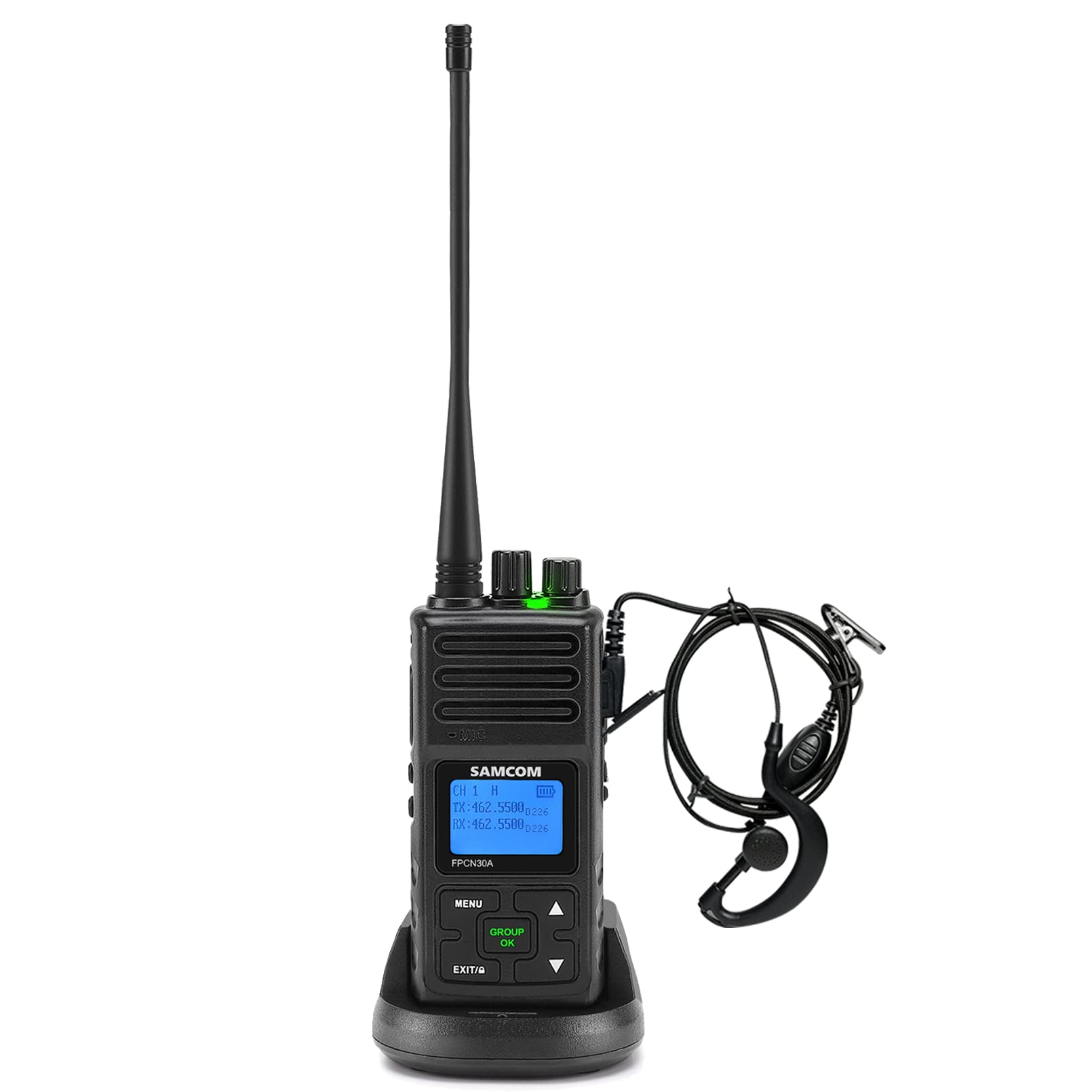 Samcom Walkie Talkies Rechargeable Long Range Two Way Radios With Earpieces,Samcom 2 Way Radios Uhf Handheld Transceiver Walky Talky With 1500 Li Ion Battery And Charger(1 Pack)