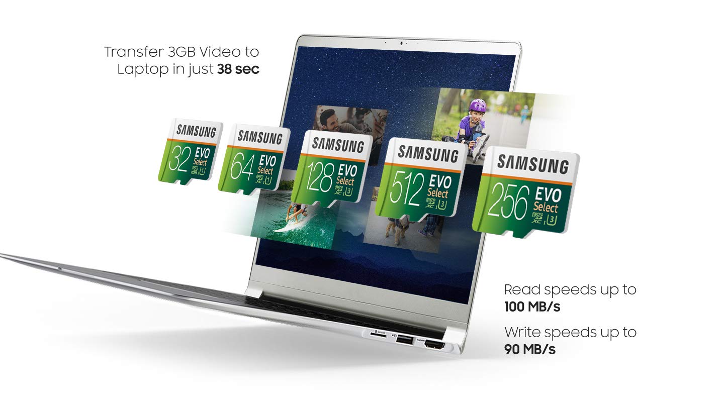 Samsung Electronics Evo Select 256Gb Microsdxc Uhs-I U3 100Mb/S Full Hd & 4K Uhd Memory Card With Adapter (Mb-Me256Ha)