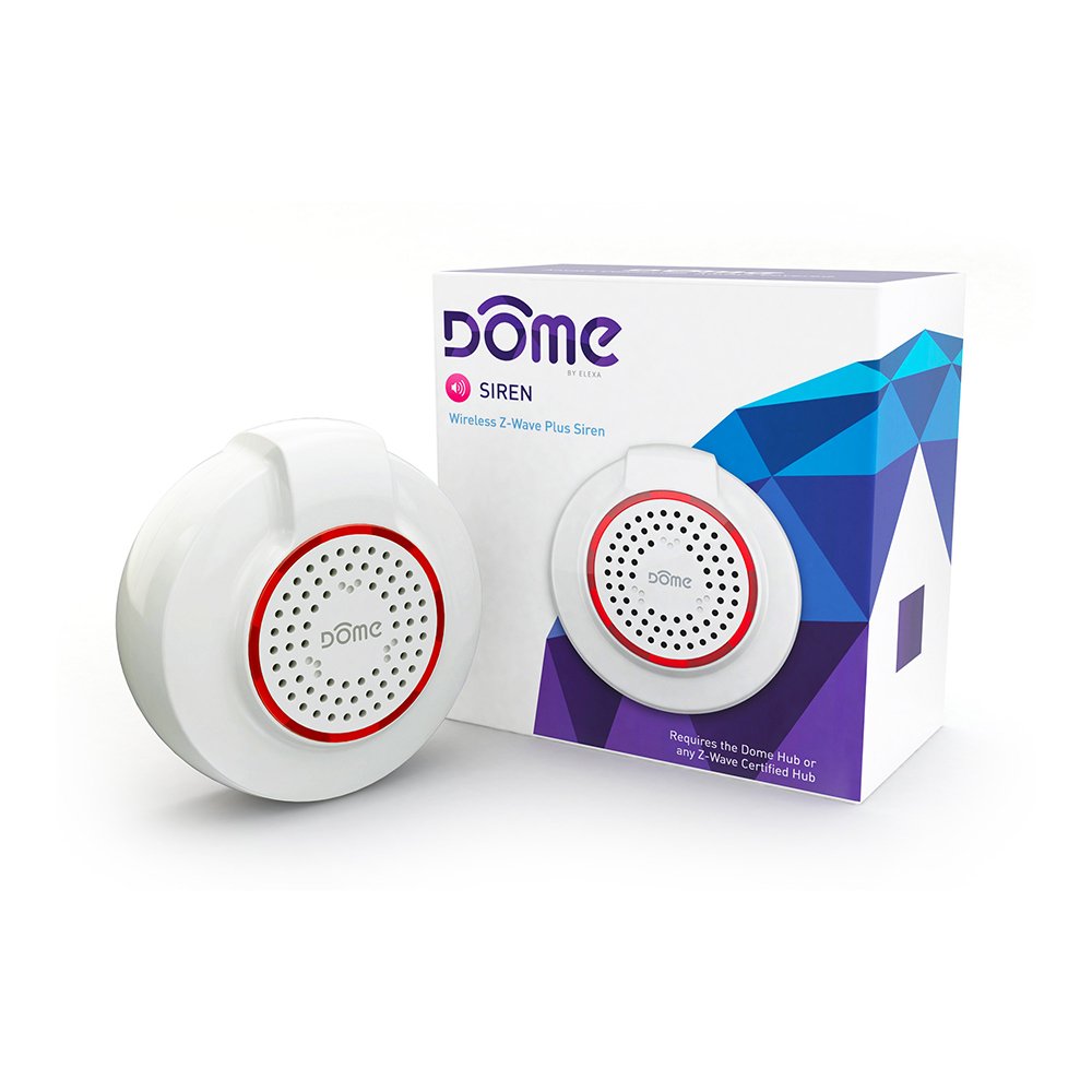 Dome Home Automation Wireless Z-Wave Battery-Powered Home Security Siren And Chime,