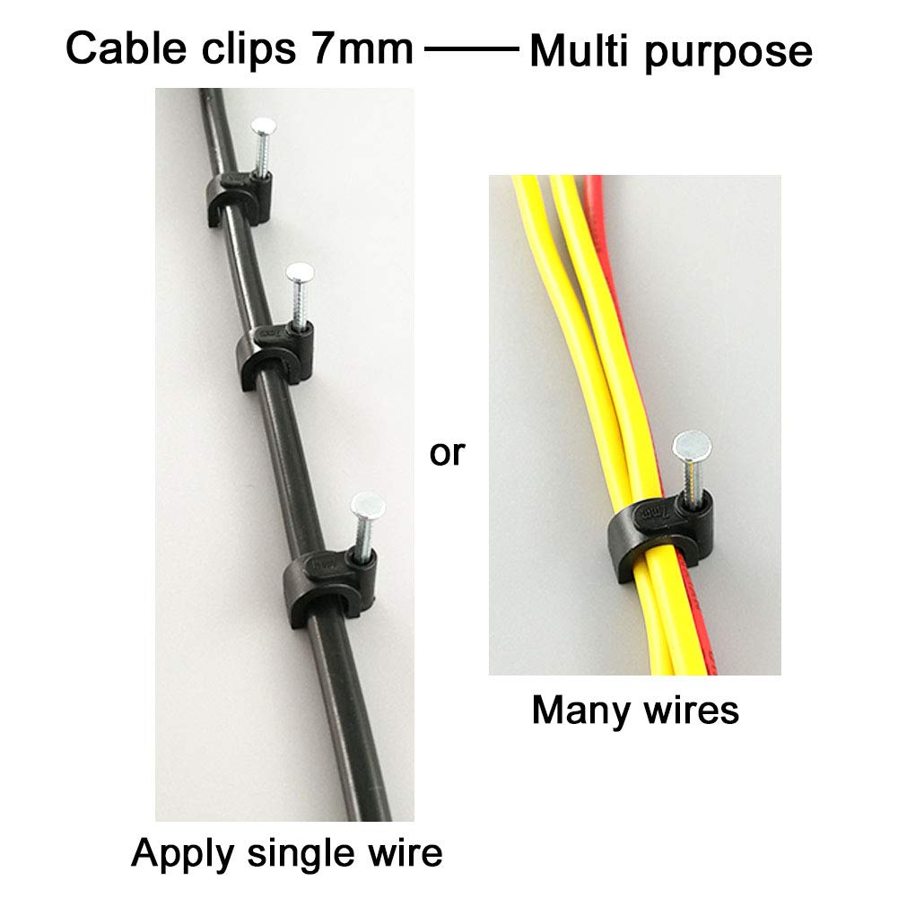 Hs Electrical Cat6 Coaxial Cable Clips Outdoor 500 Pack Nail In Wire Clamps,Nail Wire Holder Cord Management 7Mm,Black