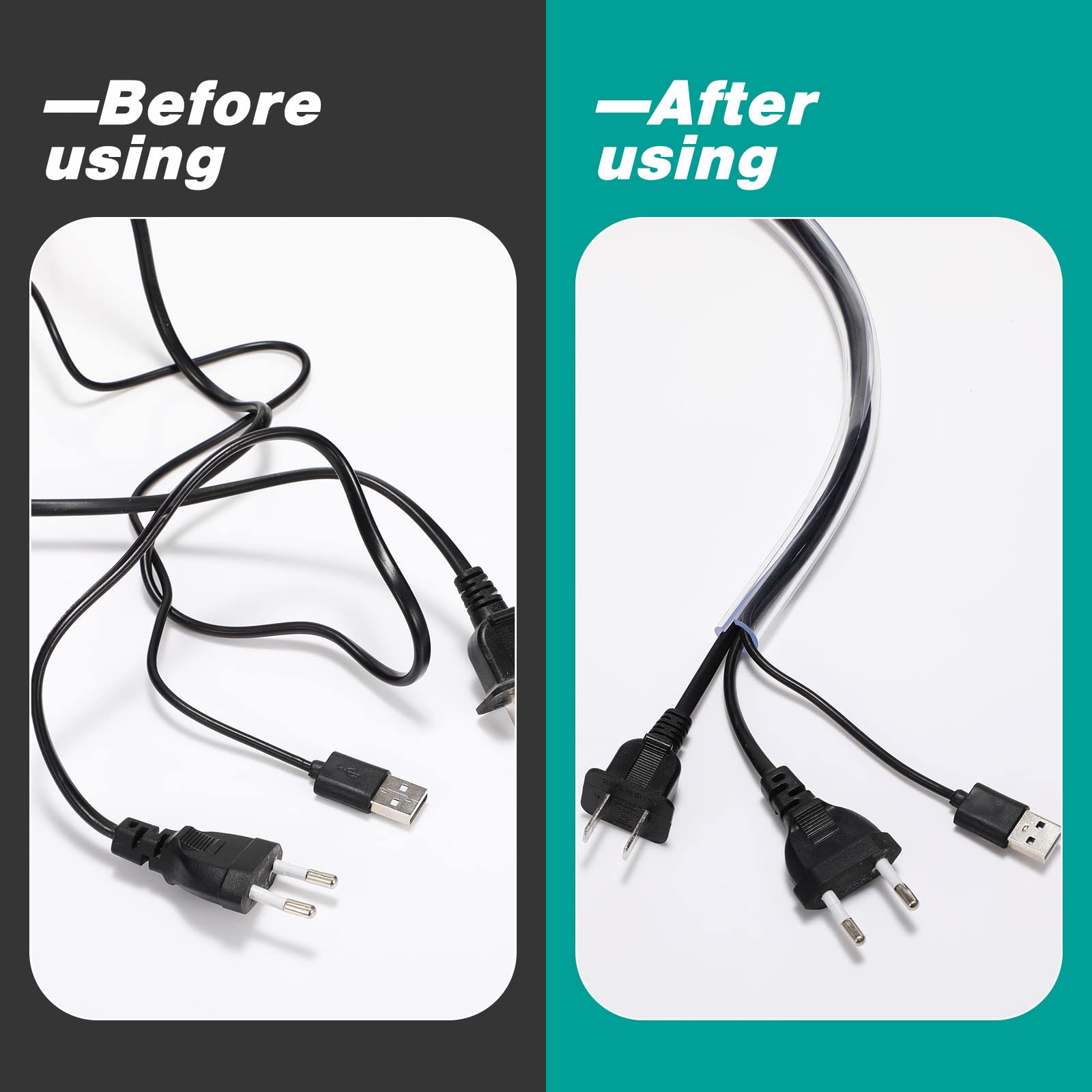 Boao Pet Anti-Chew Cord Protector PVC Clear 0.35 Inch Diameter 30 Ft Total Length