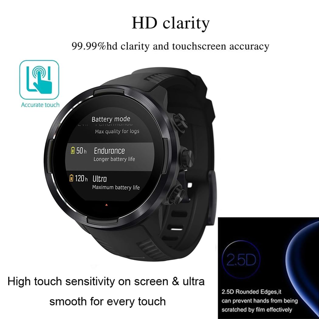 Youniker 3 Pack For Suunto 9 Baro Screen Protector Tempered Glass For Suunto 9 Baro Smart Watch Screen Protectors Foils Glass 9H 0.3Mm,Anti Scratch,Bubble Free