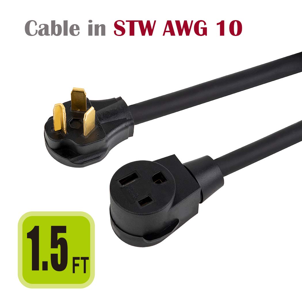 1.5 Feet Nema 10 30P To 6 50R 30 Amp Dryer Male To 50 Amp Welder Female Adapter Cable 250V, 6 50 Welder Power Converter 10 30 30