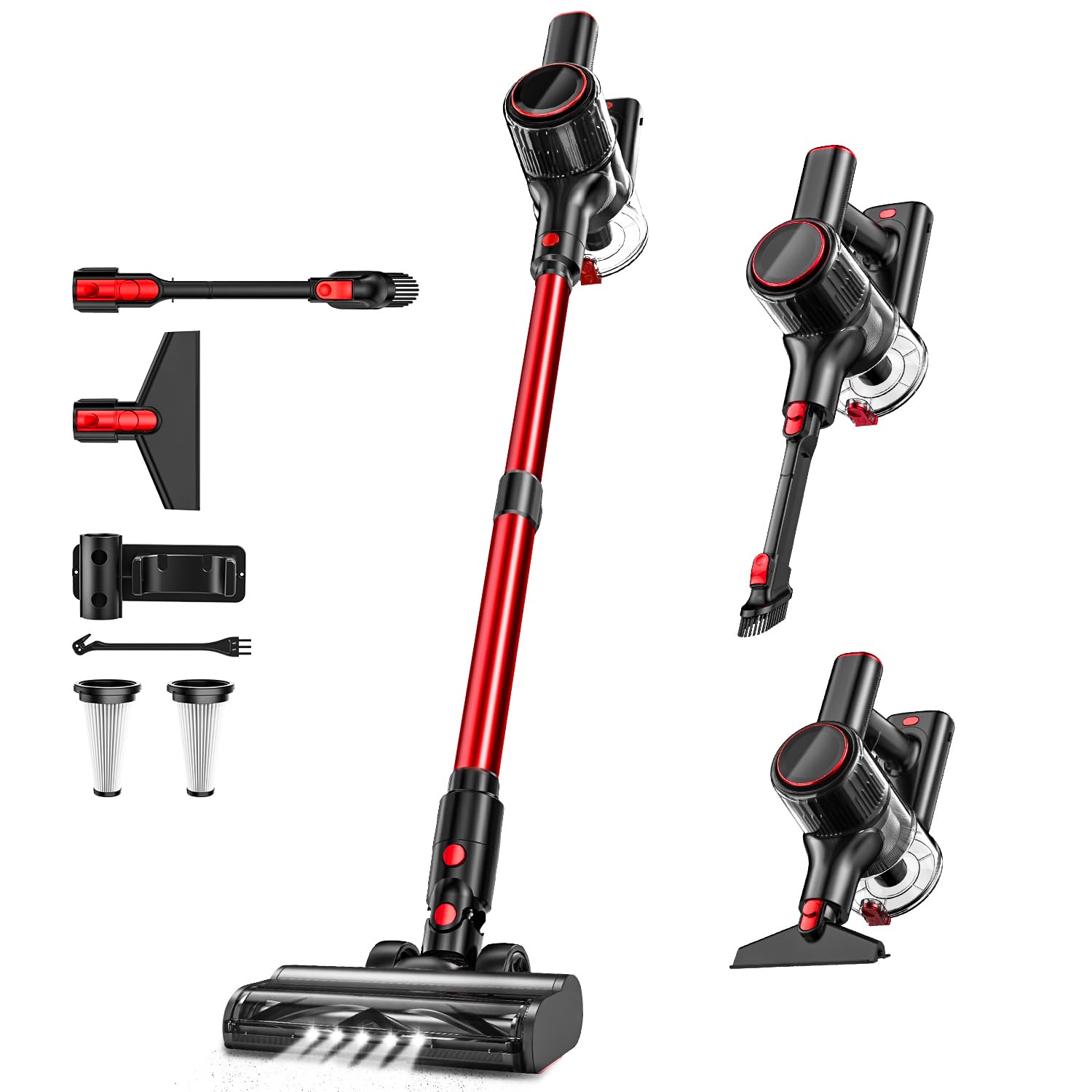 Titipoy Cordless Vacuum Cleaner, 33Kpa/350W Vacuum Cleaners For Home, 8 In 1 Anti Tangle Stick Vacuum With Led Display, 3 Modes