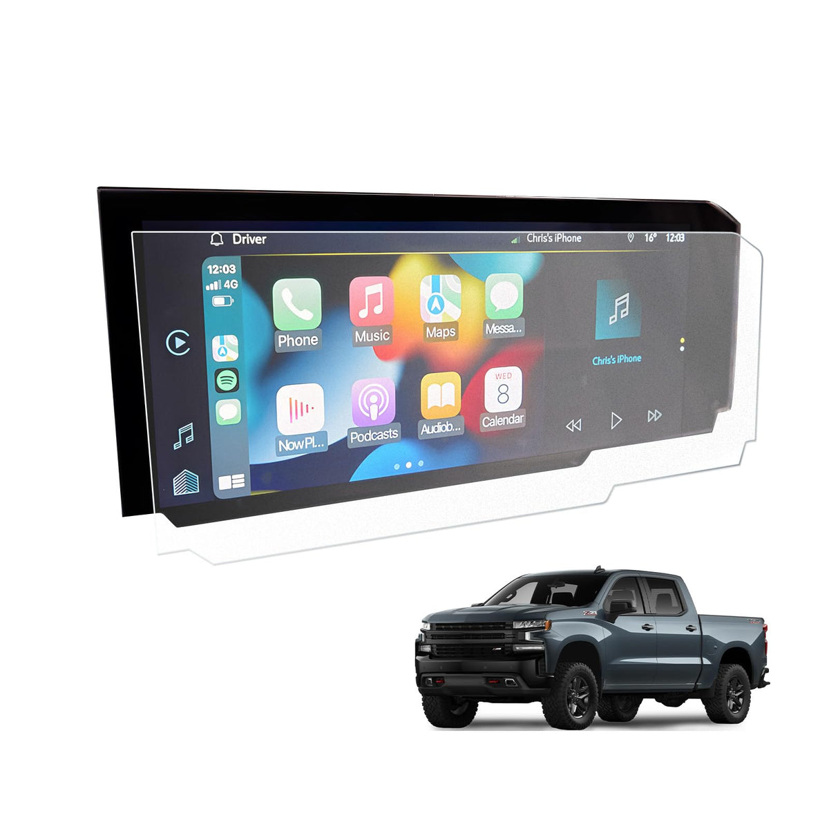 Bixuan Tempered Glass Screen Protector For 2022-2024 Chevy Silverado 1500/2500Hd/3500Hd Accessories Navigation 13.4 Inch Matte Anti-Glare Touchscreen Scratch-Resistant