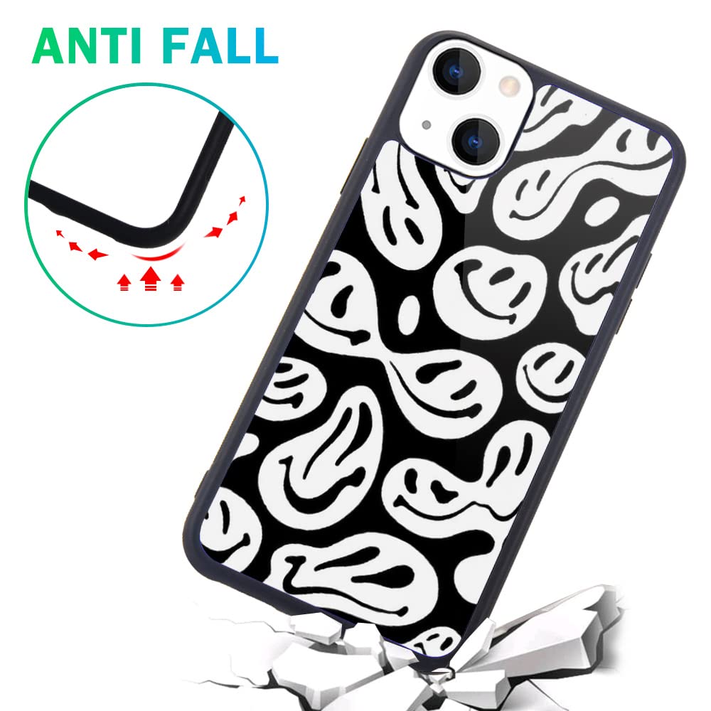 Maycari Compatible With Iphone 13 Case For Children Women Happy Smile Face Hippie Design, Hard Back With Cute Trippy Pattern Sof