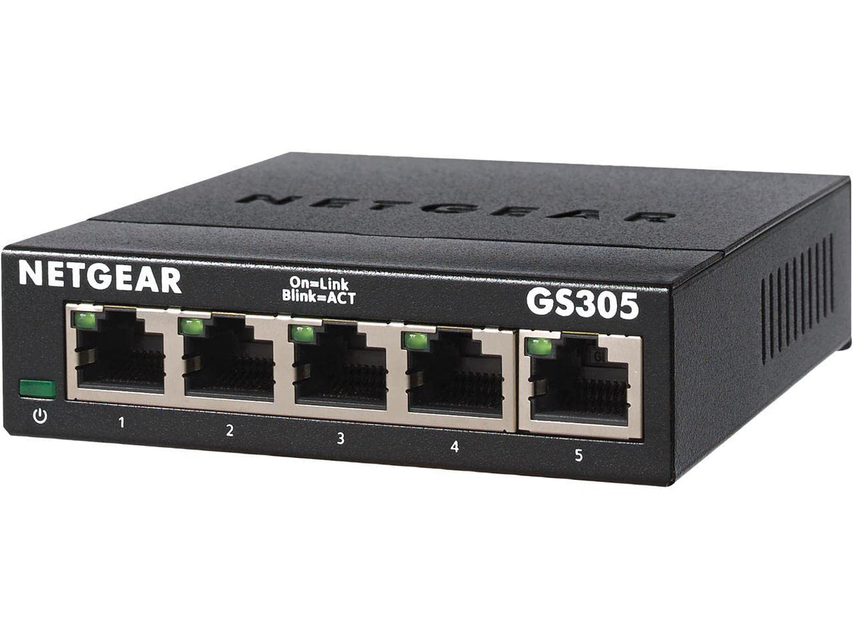 Netgear 5 Port Gigabit Ethernet Unmanaged Essentials Switch (Gs305)   Home Network Hub, Office Ethernet Splitter, Plug And Play,