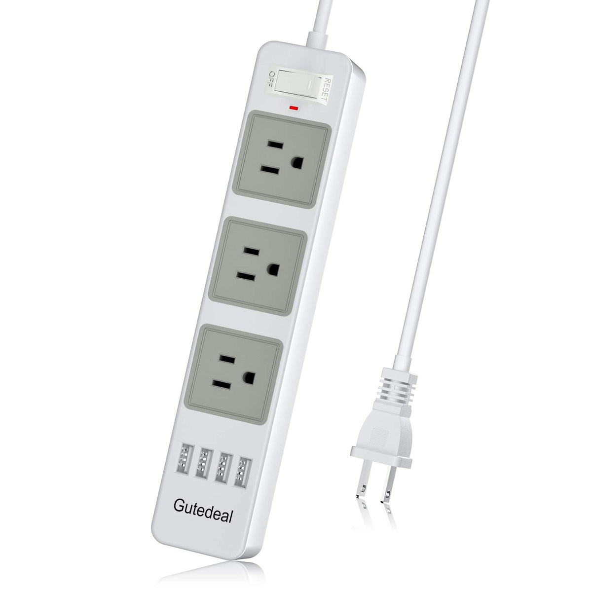 2 Prong Power Strip With Usb, 2 Prong To 3 Prong Outlet Adapter With 4 Usb Ports 6.6Ft Extension Cord, 3 Ac Outlets Flat Plug Su