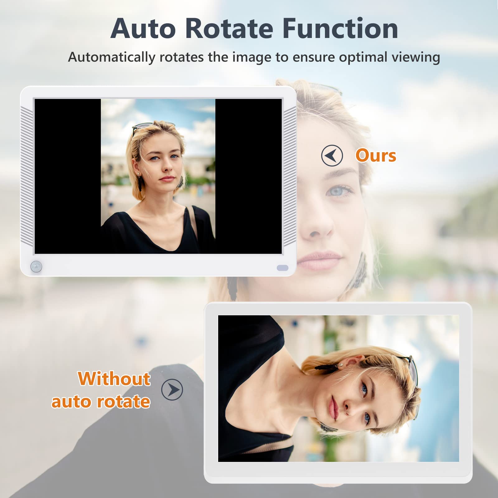 Atatat Digital Picture Frame With Motion Sensor 10.1 Inch White