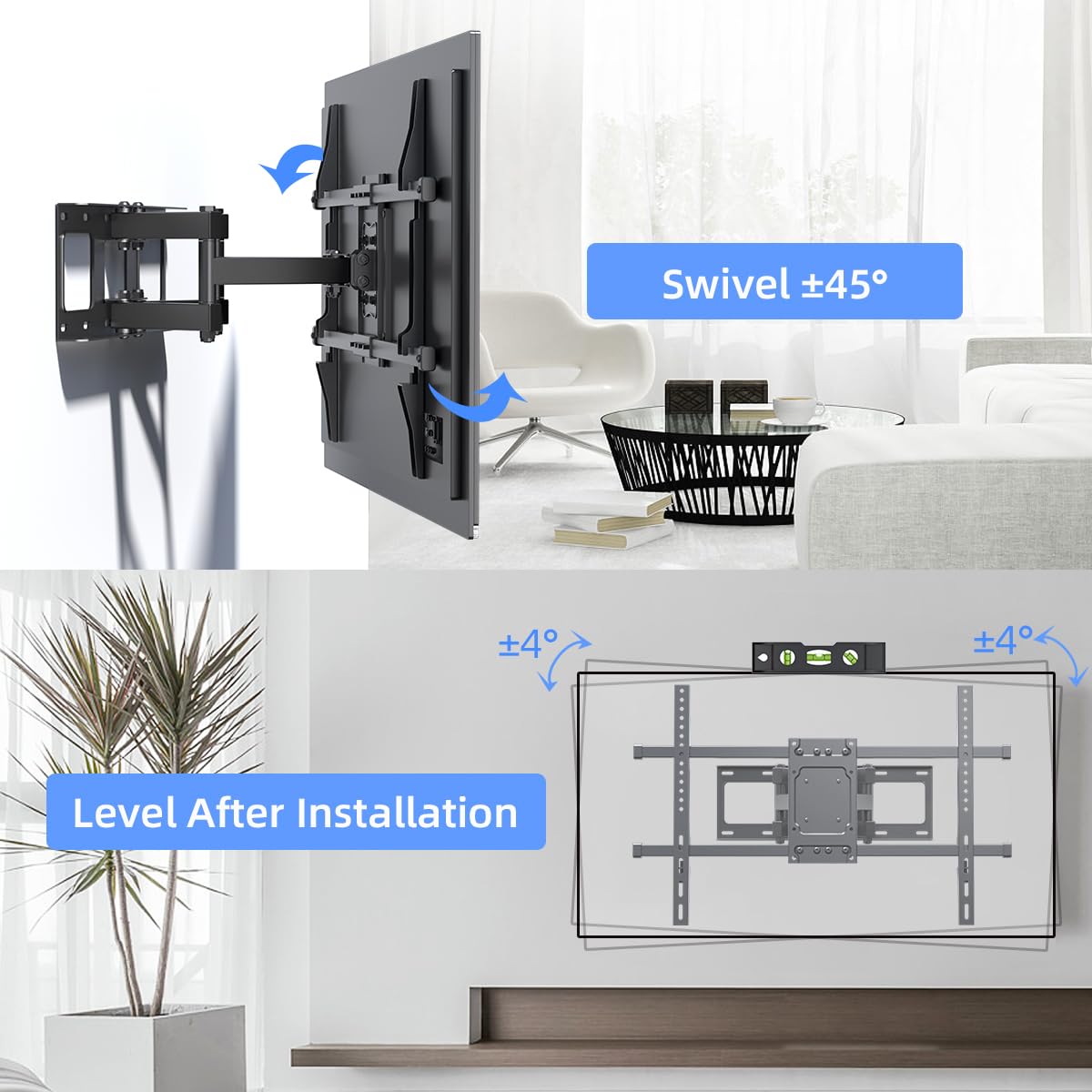 Suptek Full Motion Tv Wall Mount For 32 To 84 Inch Tv, Swivel And Tilt With Articulating Dual Arms, Max Vesa 600X400Mm, Holds Up