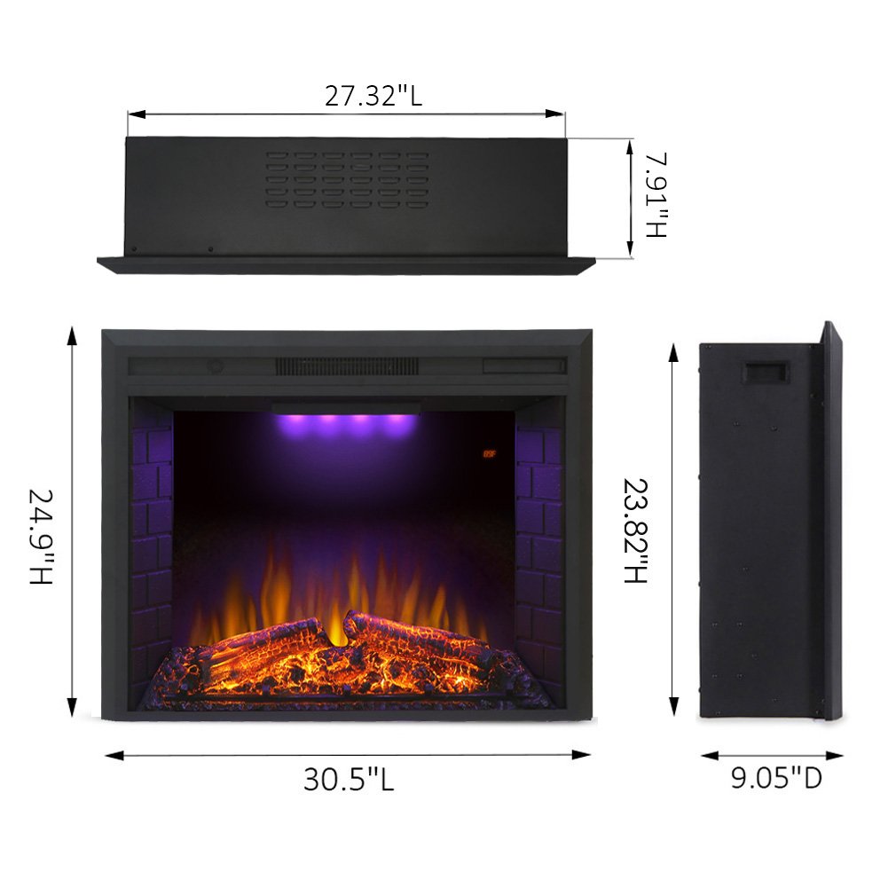 Valuxhome Electric Fireplace, 30 Inches Electric Fireplace Insert, Fireplace Heater With Overheating Protection, Fire Crackling