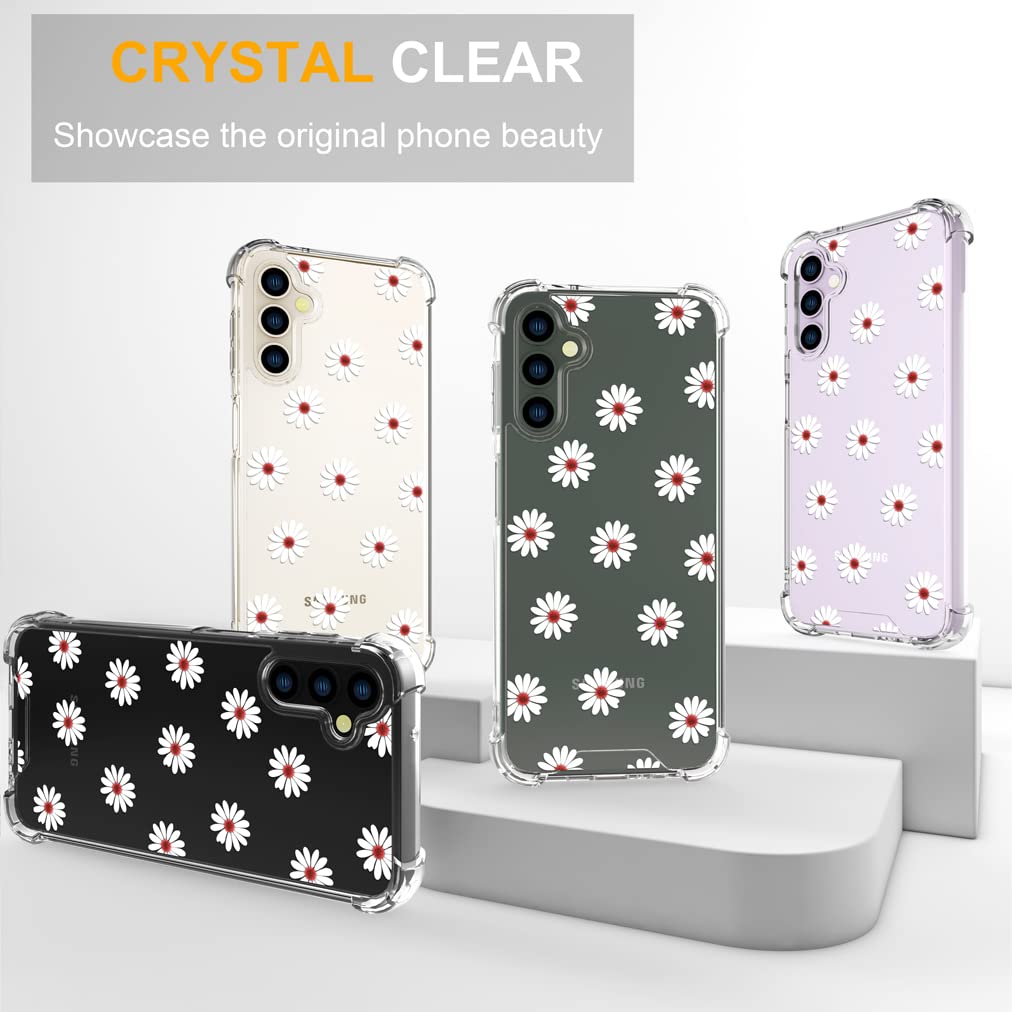 Endiy Samsung Galaxy S23 Case Flower Floral For Women Girls Girly Cute Designer Phone Case Clear With Design, Compatible With Sa