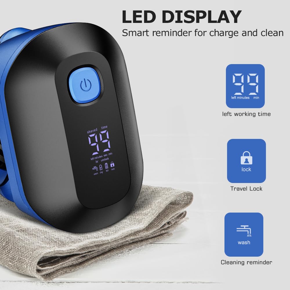 Electric Head Shaver, 8D Bald Head Shaver For Men Cordless Rechargeable Rotary Shaver With Clipper Nose Trimmer Brush Massager A