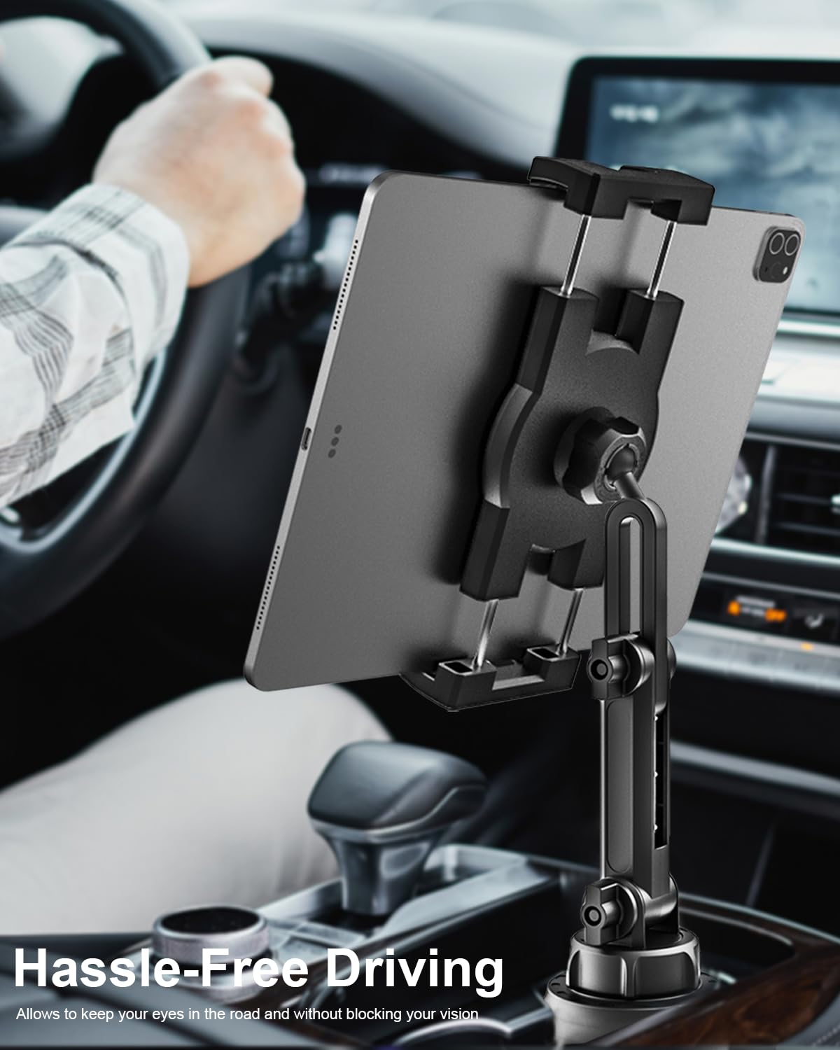 Woleyi Cup Holder Car Tablet Mount, Ipad Mount Holder For Car/Truck, 360 Rotation Adjustable Universal Tablet Stand Cradle Compa