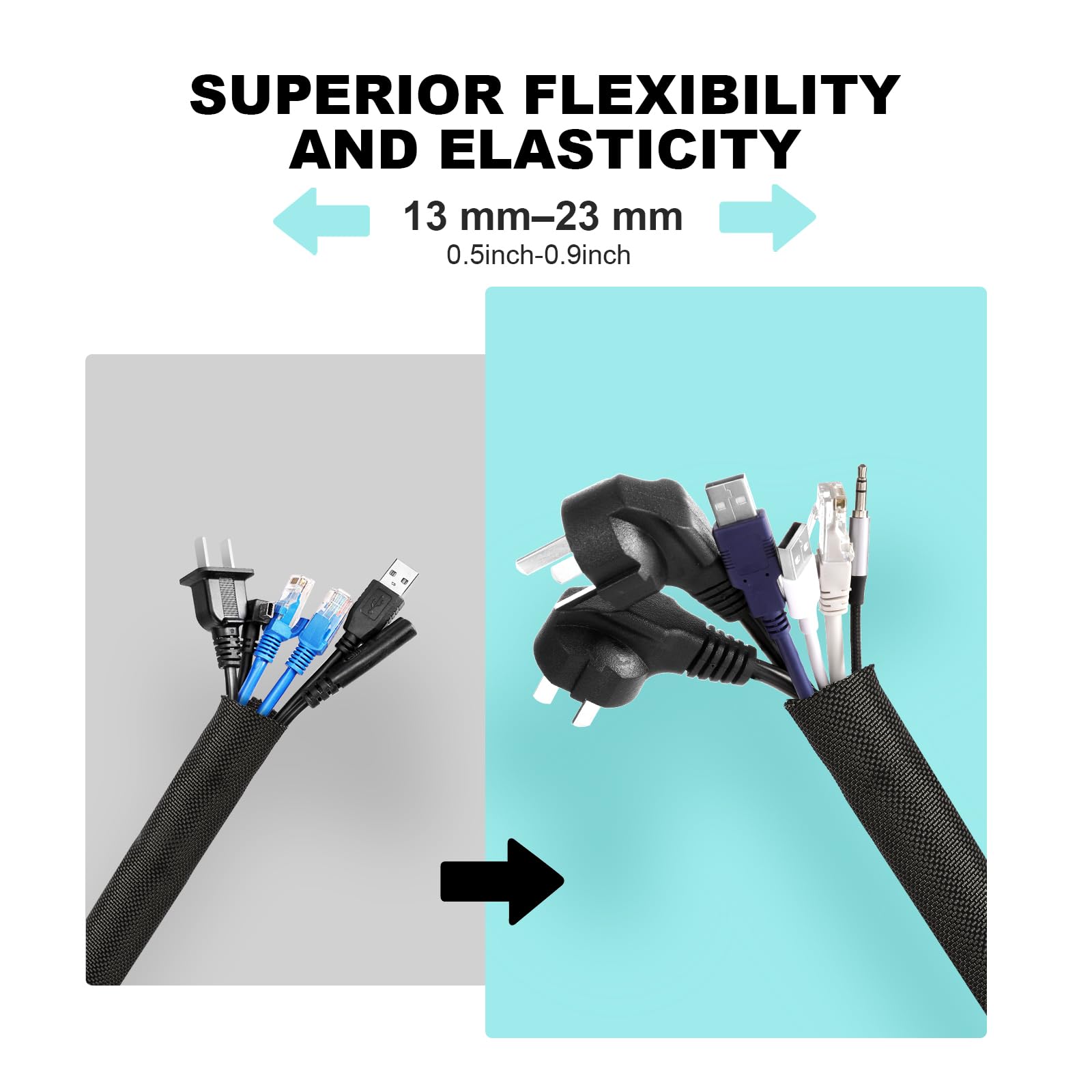 Agptek Cable Sleeve Cover, 10Ft   4/5 Inch Dog Cat Cord Protector Management, Protect Cables From Pets Chewing, For Home Desk Au