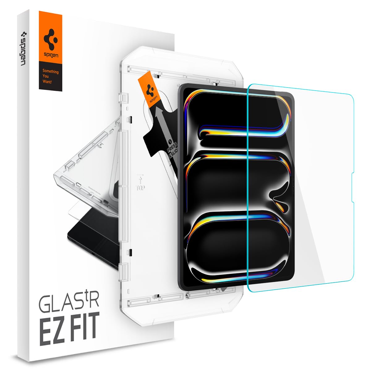 Spigen Tempered Glass Screen Protector [Glastr Ez Fit] Designed For Ipad Pro 13 Inch M4 (2024) [9H Hardness/Case Friendly]